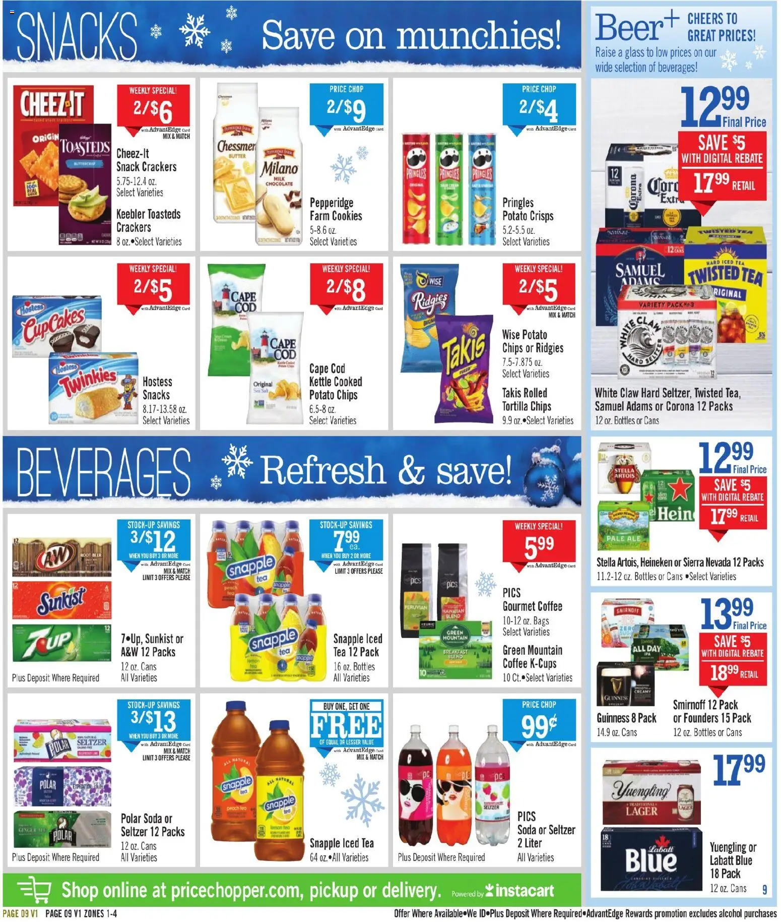 Price Chopper Weekly Ad - valid from 21.12.2025 | Page: 9 | Products: Coffee, Chocolate, Beer, Kettle