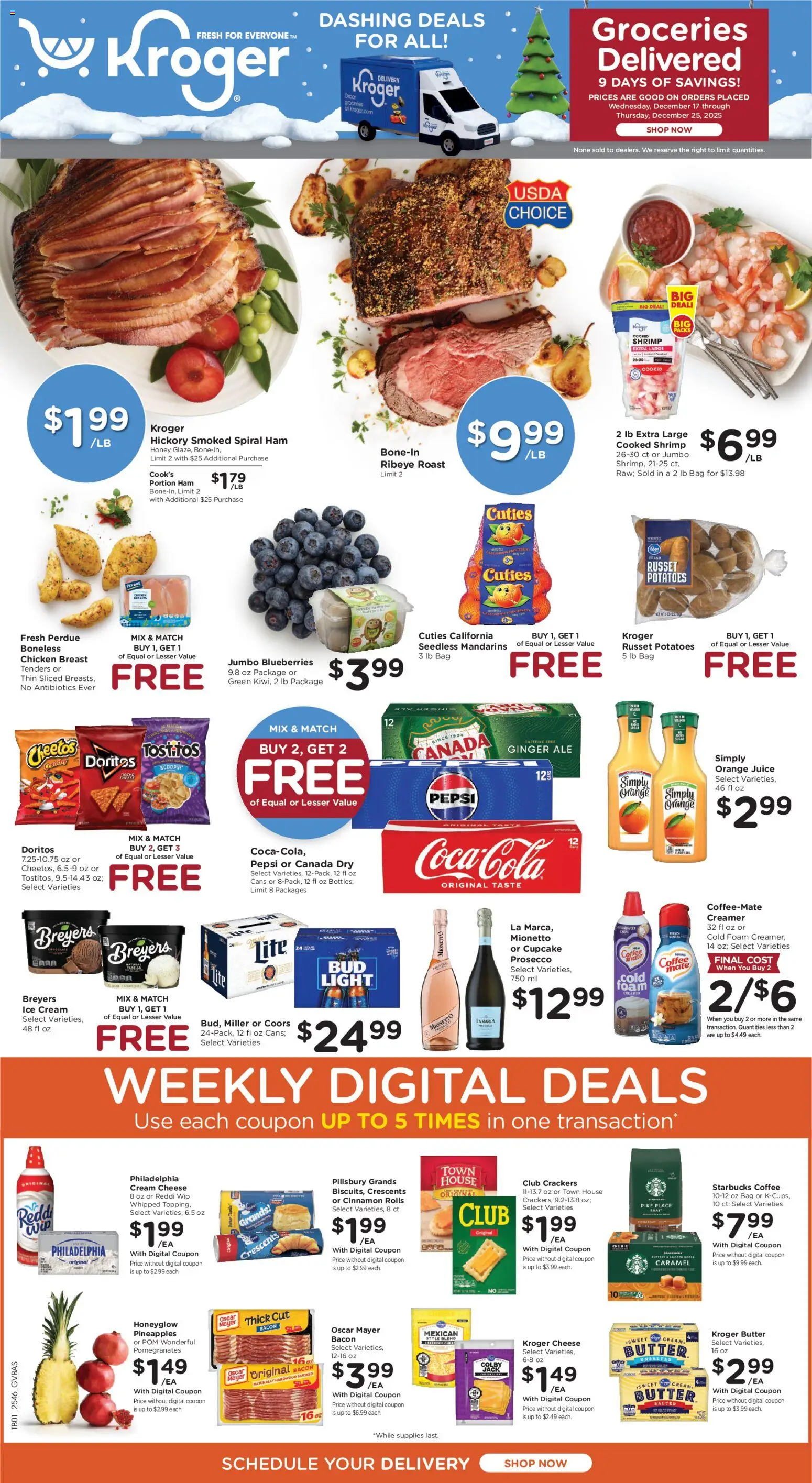 Kroger Ad - valid from 17.12.2025 | Page: 1 | Products: Ginger, Cheese, Juice, Potatoes