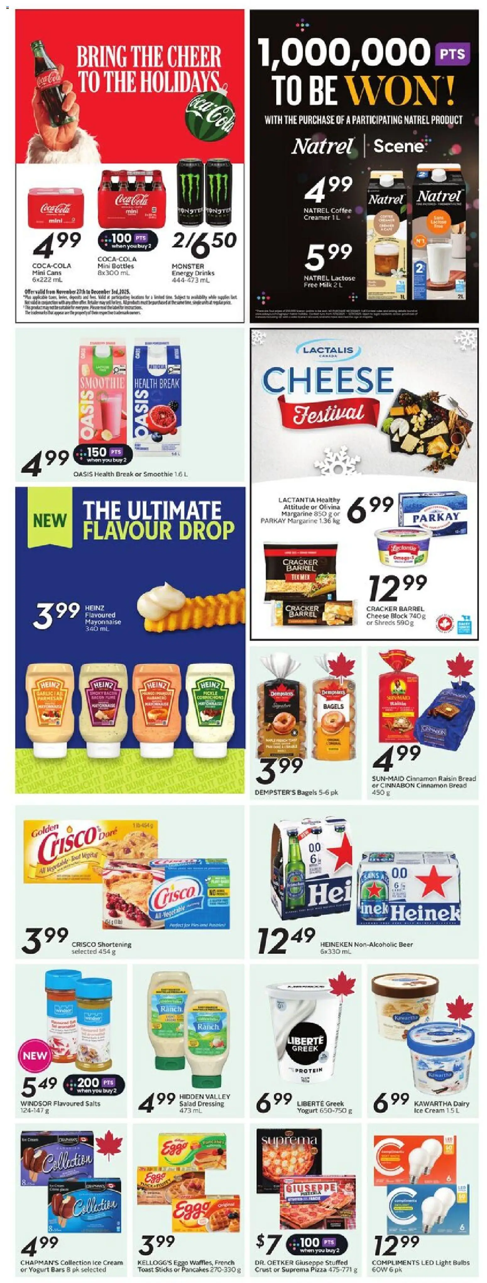 Sobeys flyer valid from 27.11.2025 | Page: 26 | Products: Cheese, Yogurt, Bread, Coffee