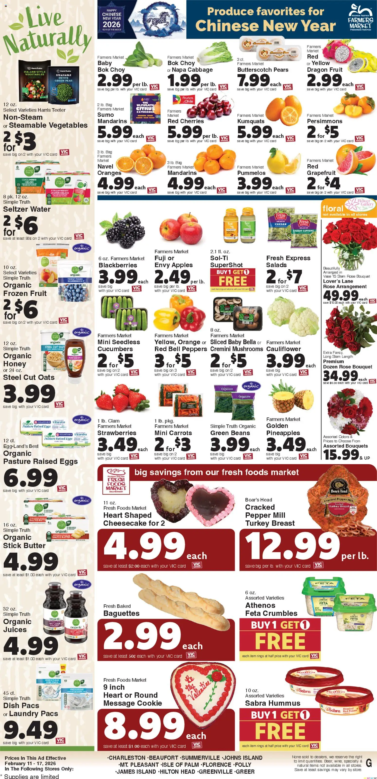 Harris Teeter Weekly Ad - SC - valid from 11.02.2026 | Page: 12 | Products: Vase, Strawberries, Cucumbers, Cabbage