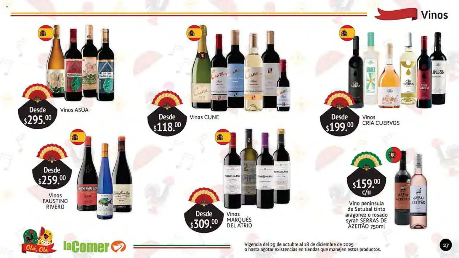 Nuevas ofertas de La Comer válidas en toda la República Mexicana desde el 29.10.2025. ¡Encuentra las mejores ofertas en La Comer folleto Olá, Olé! | Página: 27 | Productos: Vino