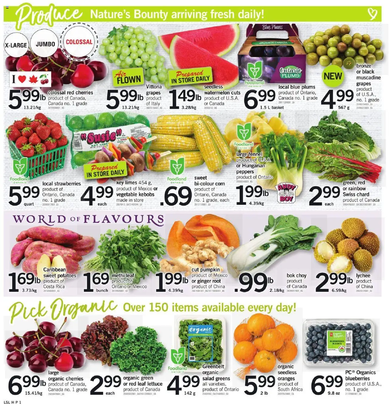 Loblaws flyer valid from 14.08.2025 | Page: 2 | Products: Strawberries, Potatoes, Pumpkin, Oranges
