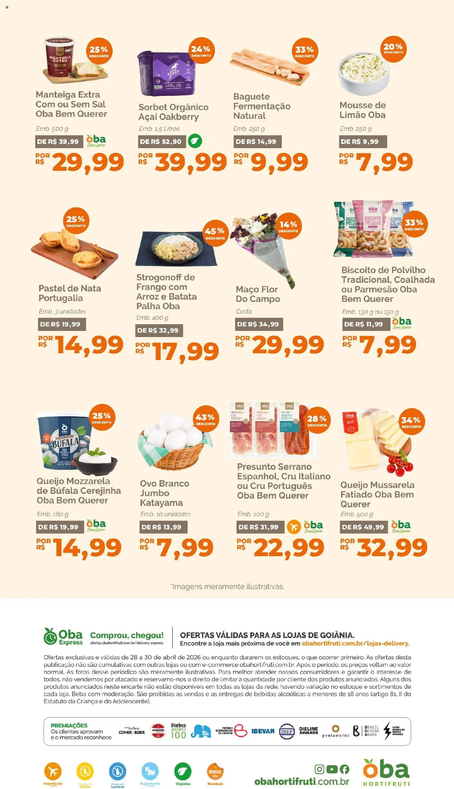 Oba Hortifruti Folheto - válido de 28.04.2026 | Página: 5 | Produtos: Manteiga, Nata, Batata, Açaí