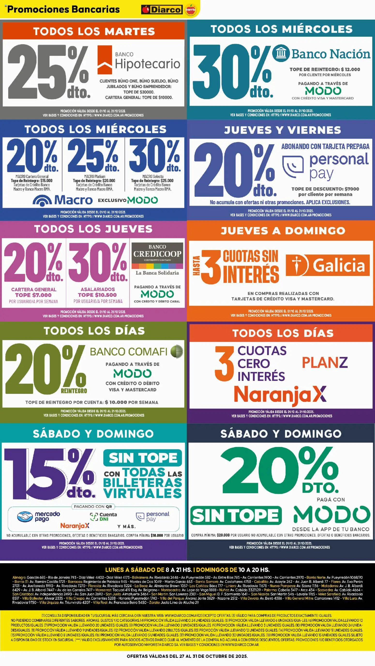 Diarco - Ofertas Diarco Barrio │ válido desde el 27.10.2025 | Página: 11 | Productos: Cartera, Banco, Lima, General