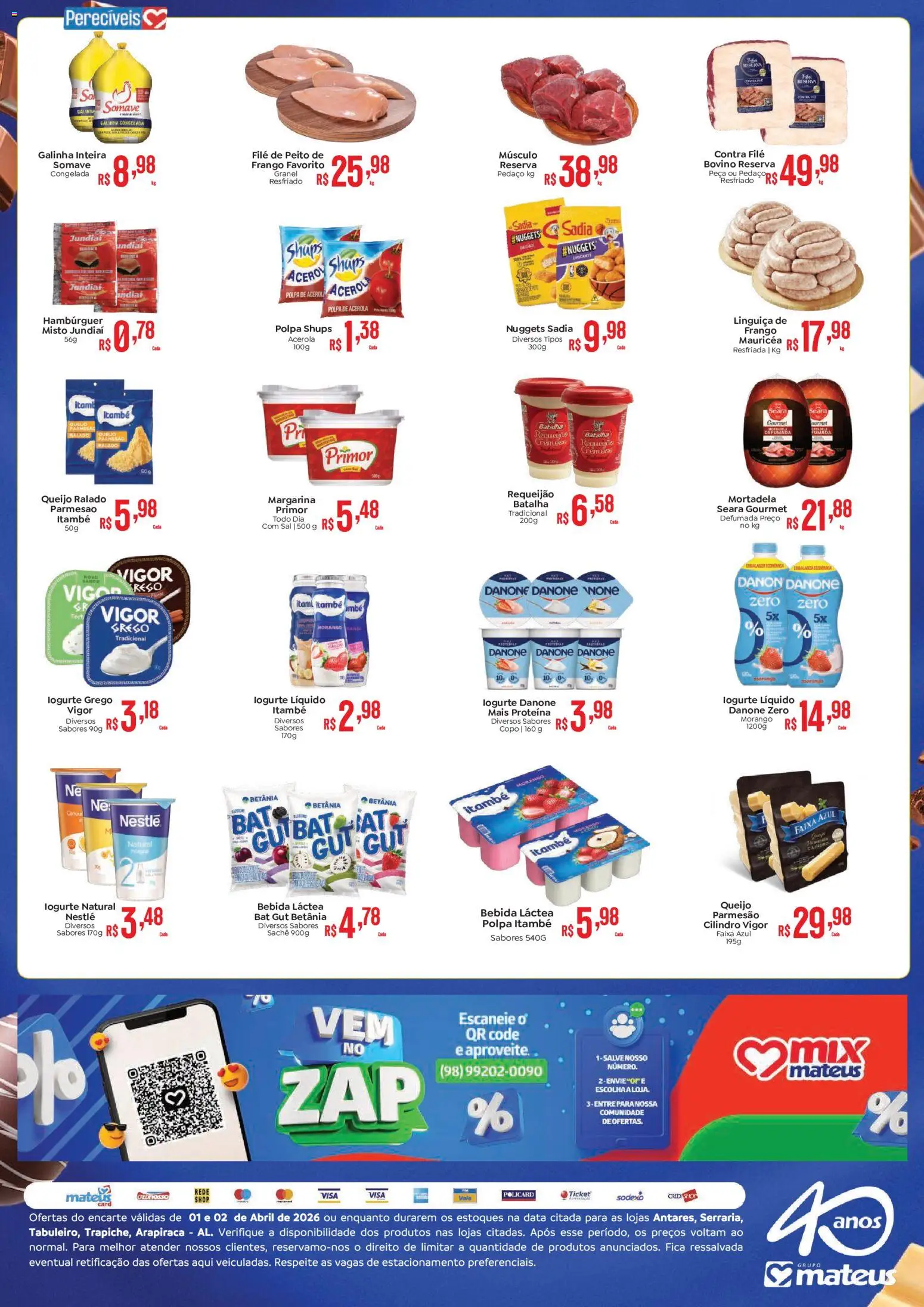 Mateus Folheto - válido de 01.04.2026 | Página: 2 | Produtos: Queijo, Parmesão, Sal, Margarina
