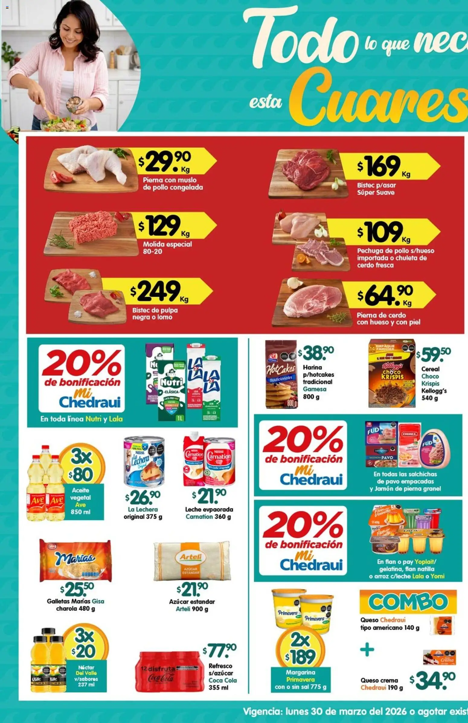 Nuevas ofertas de Arteli válidas en toda la República Mexicana desde el 30.03.2026. ¡Encuentra las mejores ofertas en Arteli folleto Express! | Página: 1 | Productos: Pollo, Azúcar, Queso, Aceite