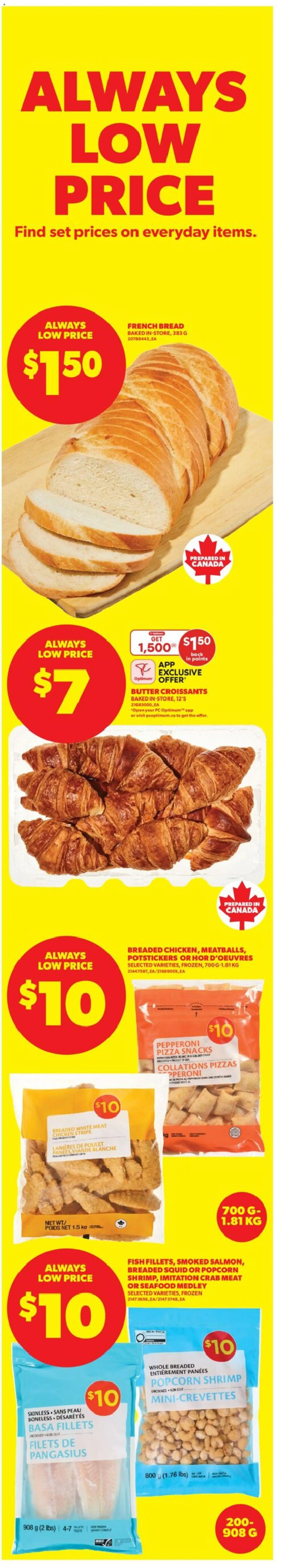 Real Canadian Superstore flyer valid from 09.04.2026 | Page: 5 | Products: Fish, Butter, Pizza, Chicken