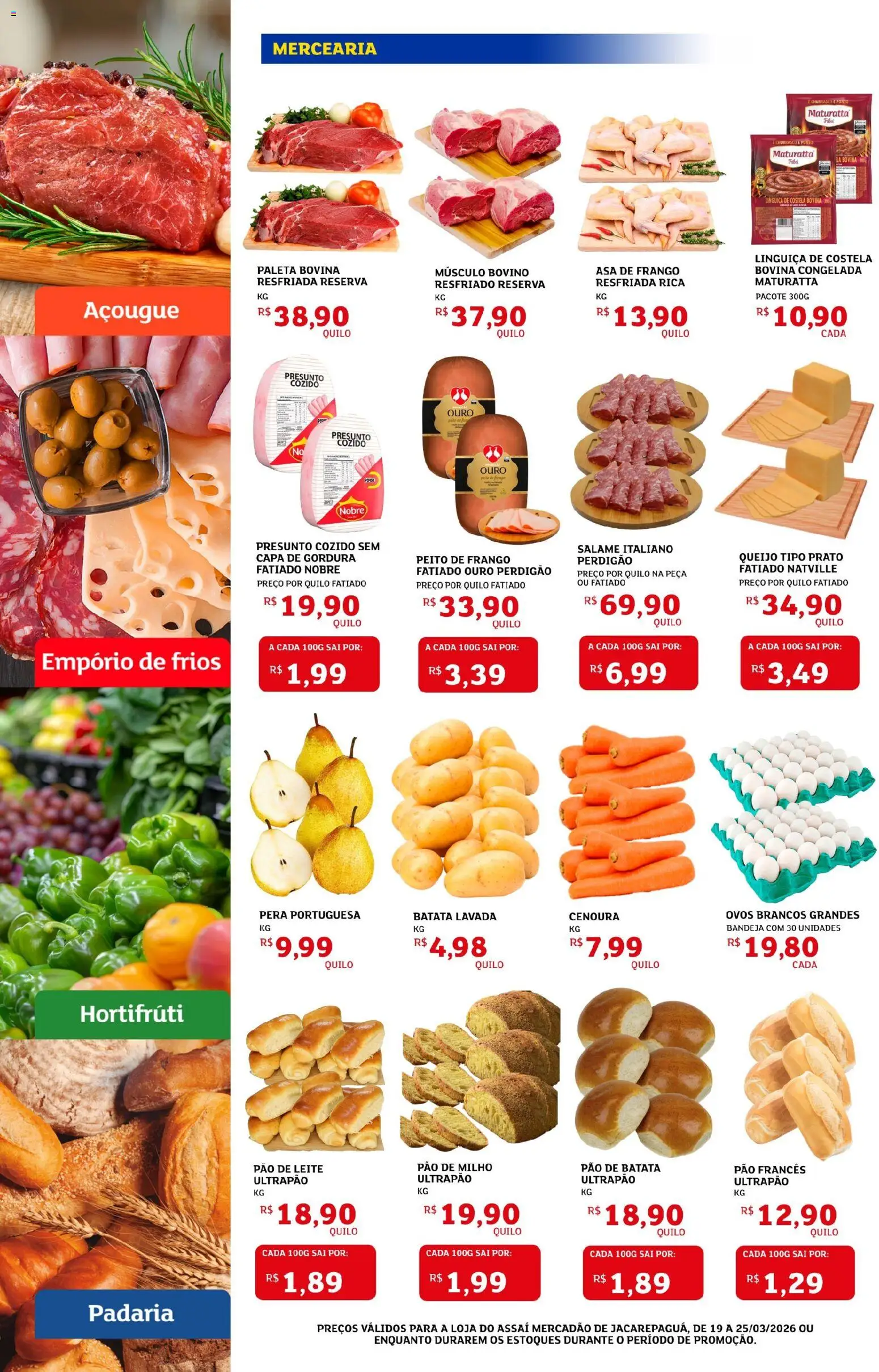 Assaí Atacadista ofertas - RJ Folheto - válido de 19.03.2026 | Página: 2 | Produtos: Linguiça, Asa de frango, Queijo, Batata