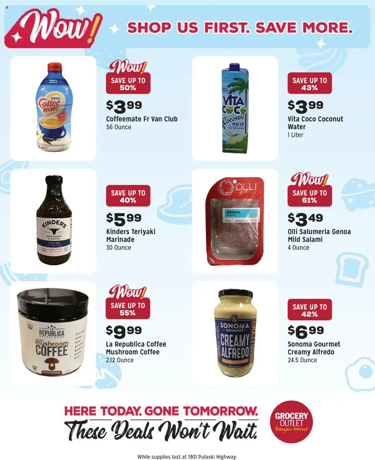 Grocery Outlet Weekly - MD - valid from 13.08.2025 | Page: 7 | Products: Coffee, Salami, Water, Sauce