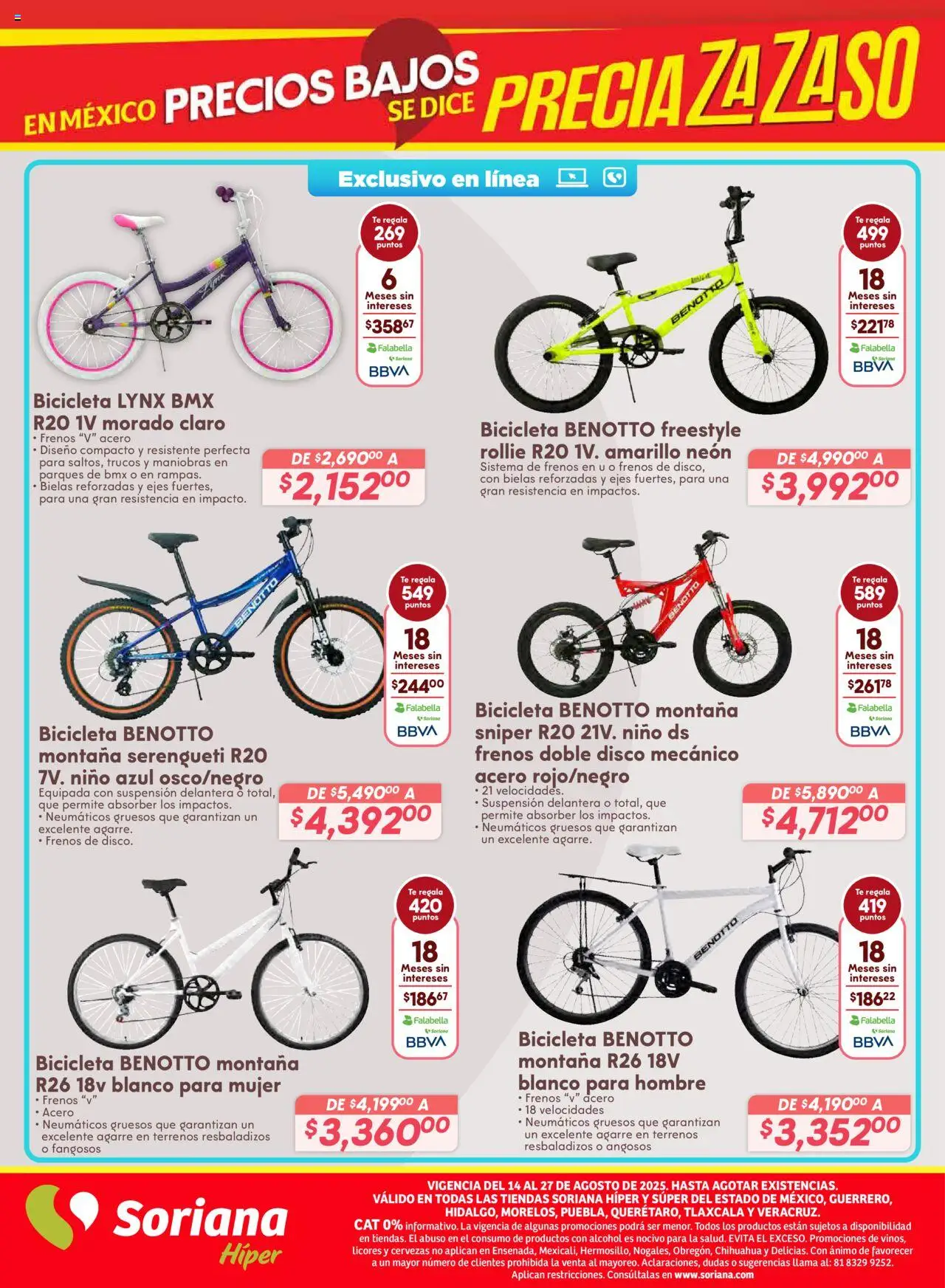 Nuevas ofertas de Soriana válidas en toda la República Mexicana desde el 14.08.2025. ¡Encuentra las mejores ofertas en Soriana - Preciazazaso Híper: Edo Mex, Guerr, Hgo, Mor, Pue, Qto, Tlax, Ver! | Página: 55 | Productos: Neumáticos, Disco, Té
