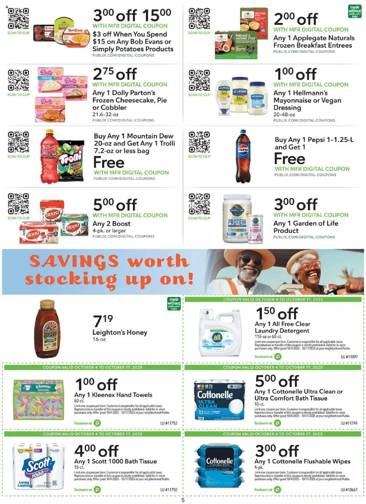 Publix Extra Savings - valid from 04.10.2025 | Page: 5 | Products: Clip, Detergent, Potatoes, Bag