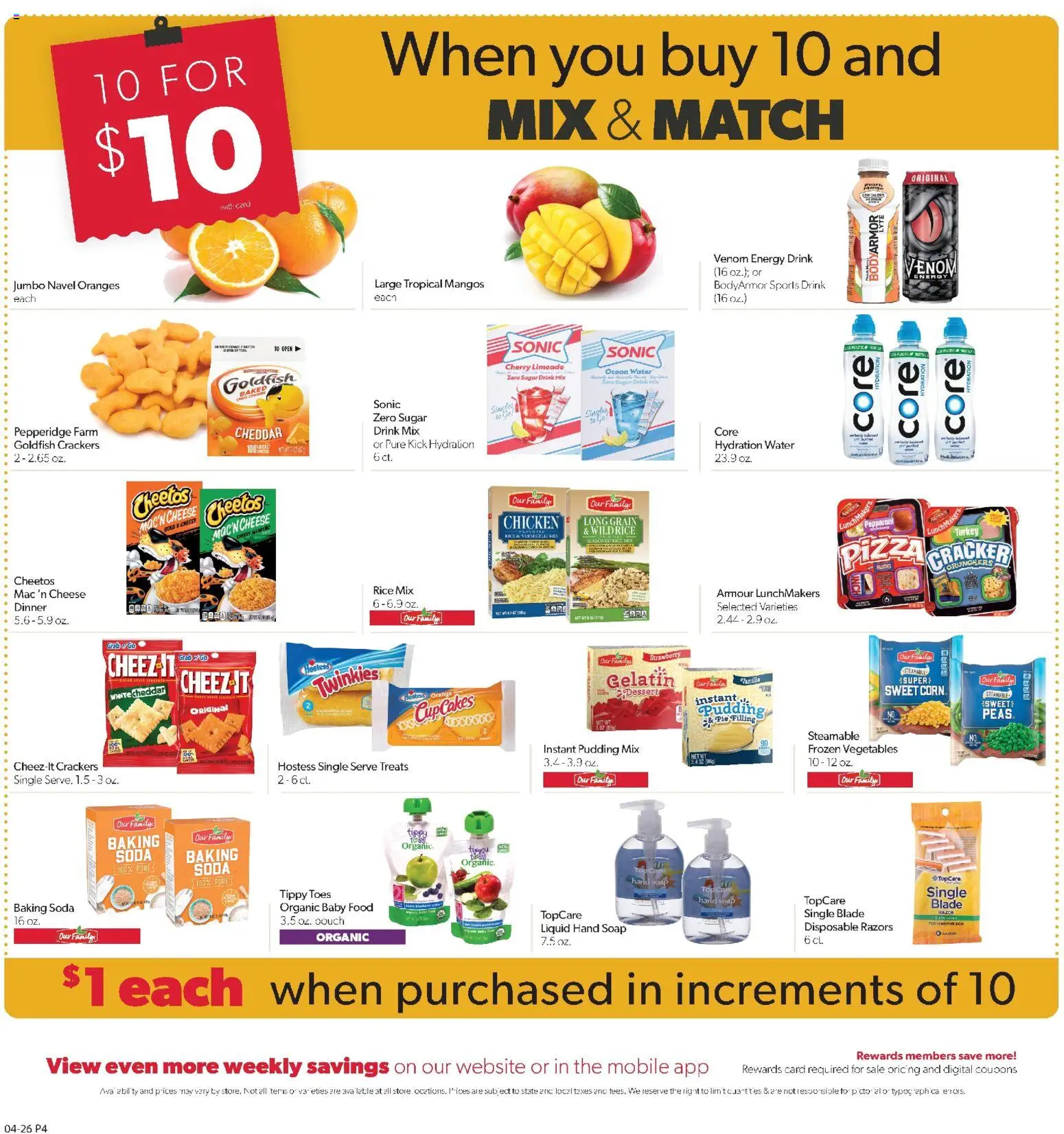 Family Fare Weekly Ad - ND - valid from 26.04.2026 | Page: 4 | Products: Corn, Oranges, Baby food, Water