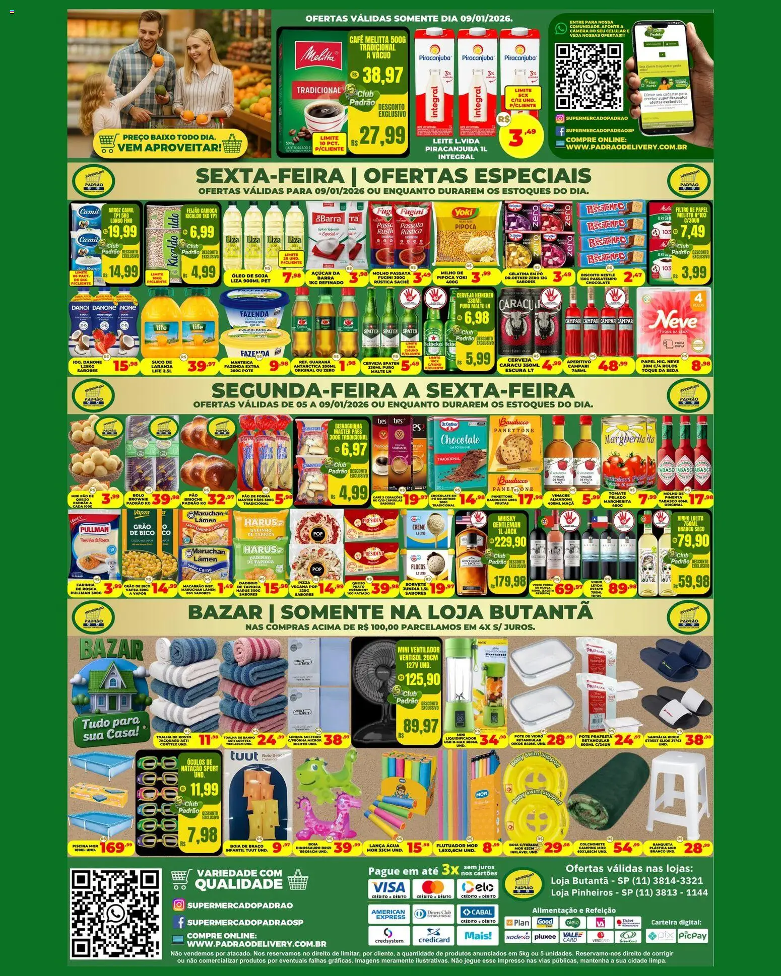 Supermercado Padrão Folheto - válido de 05.01.2026 | Página: 2 | Produtos: Feijão, Manteiga, Cerveja Heineken, Bolo