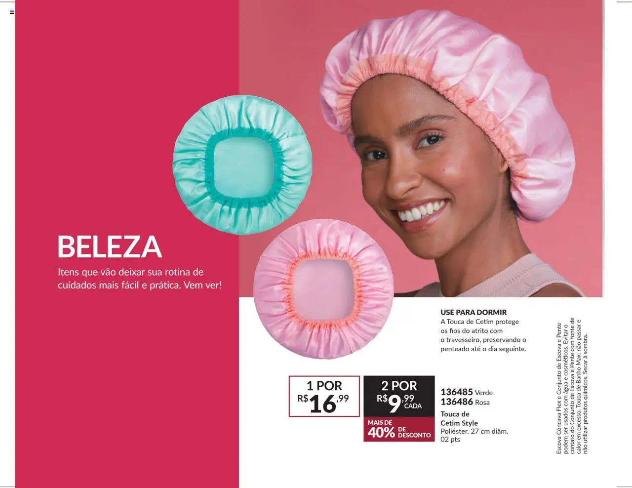 Avon Folheto - válido de 07.10.2025 | Página: 36 | Produtos: Touca, Escova, Pente, Touca de banho