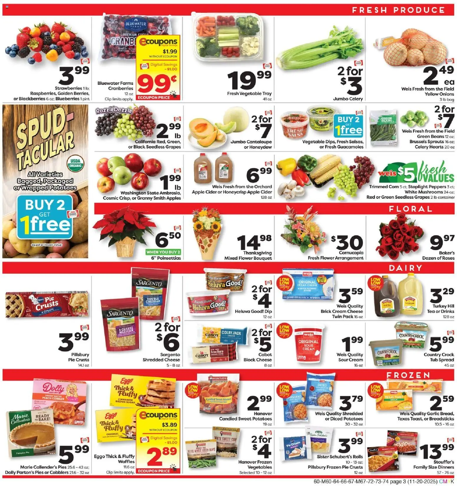 Weis Weekly Circular - MD - valid from 20.11.2025 | Page: 3 | Products: Peppers, Clip, Cream, Potatoes