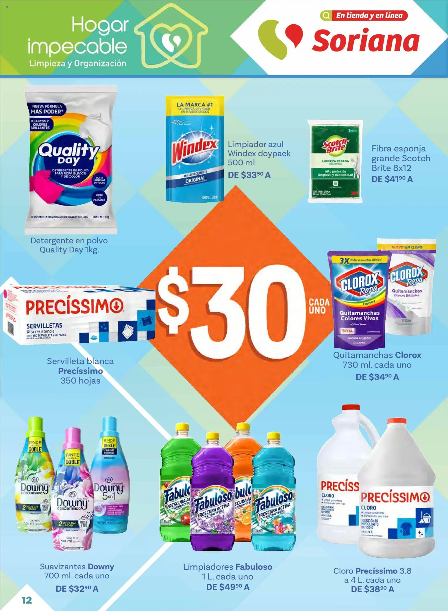 Nuevas ofertas de Soriana válidas en toda la República Mexicana desde el 02.01.2026. ¡Encuentra las mejores ofertas en Soriana - Hogar impecable Híper Nacional! | Página: 12 | Productos: Detergente, Brillo, Ropa, Polvo