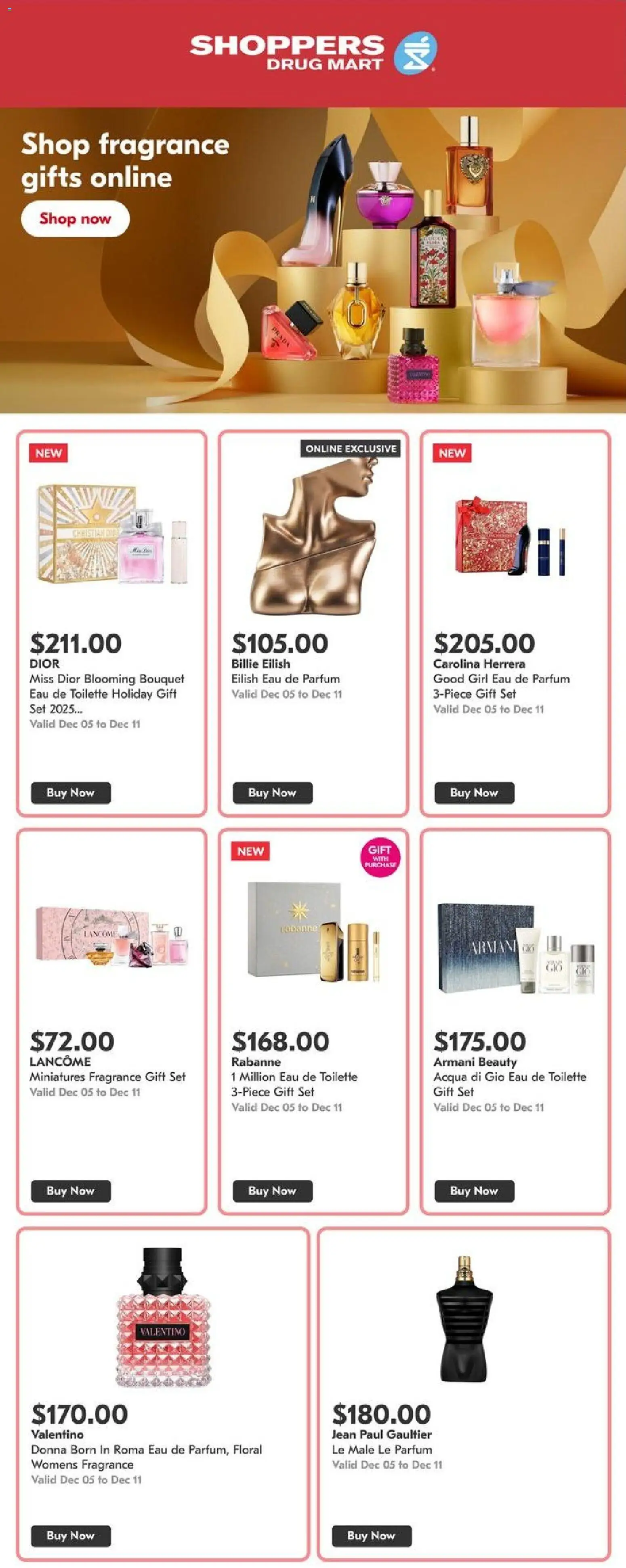 Shoppers flyer valid from 05.12.2025 | Page: 1 | Products: Fragrance, Eau de toilette, Toilette
