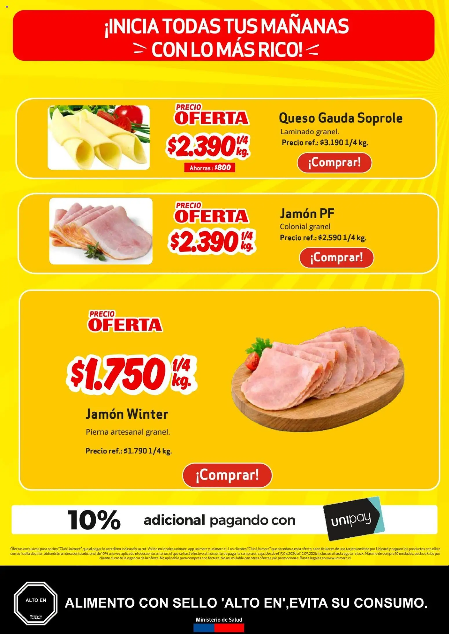 Unimarc Ofertas │ válido desde el 15.04.2026 | Página: 6 | Productos: Queso, Jamón