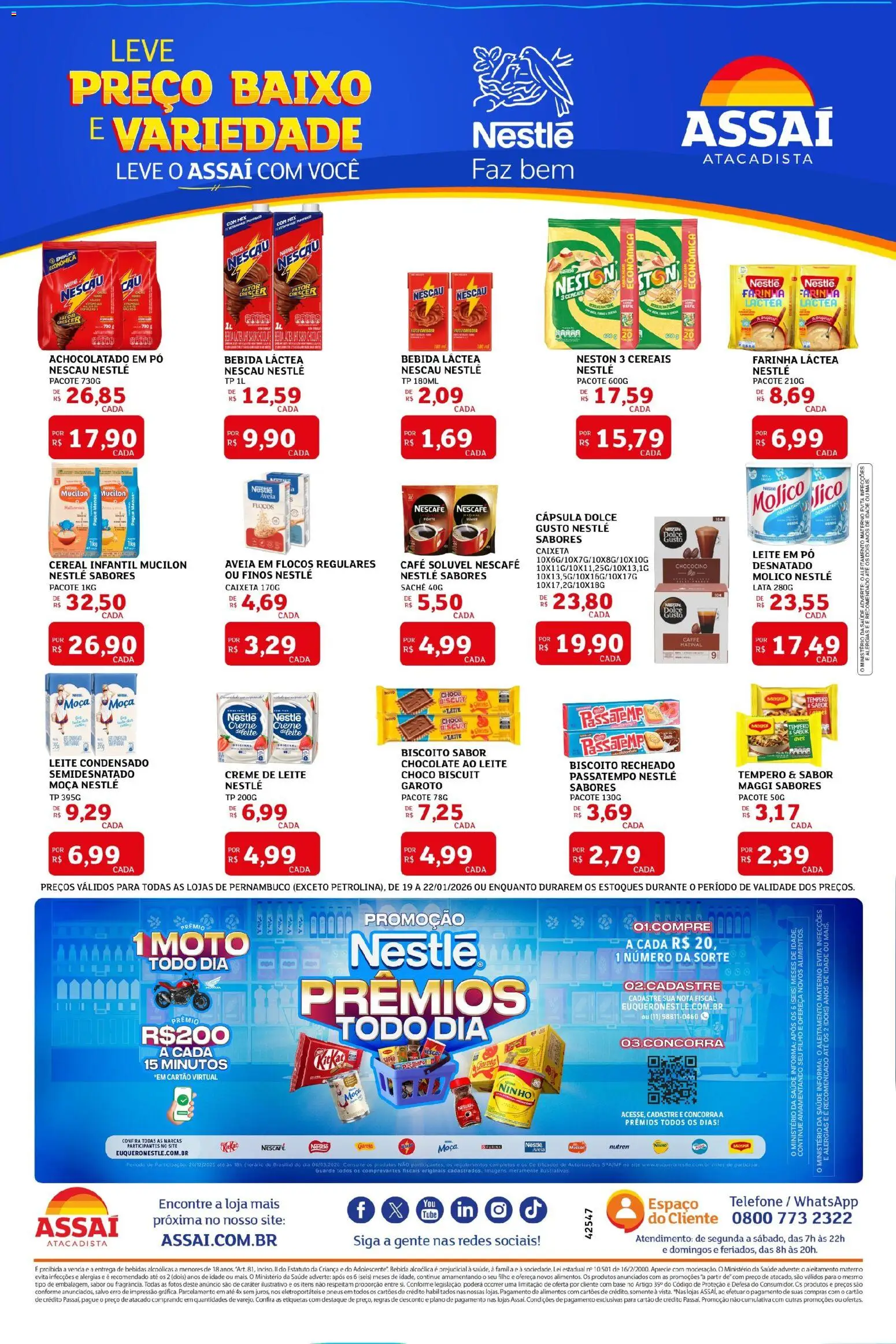Assaí Atacadista Folheto - válido de 19.01.2026 | Página: 3 | Produtos: Biscoito, Nescau, Achocolatado, Cereais