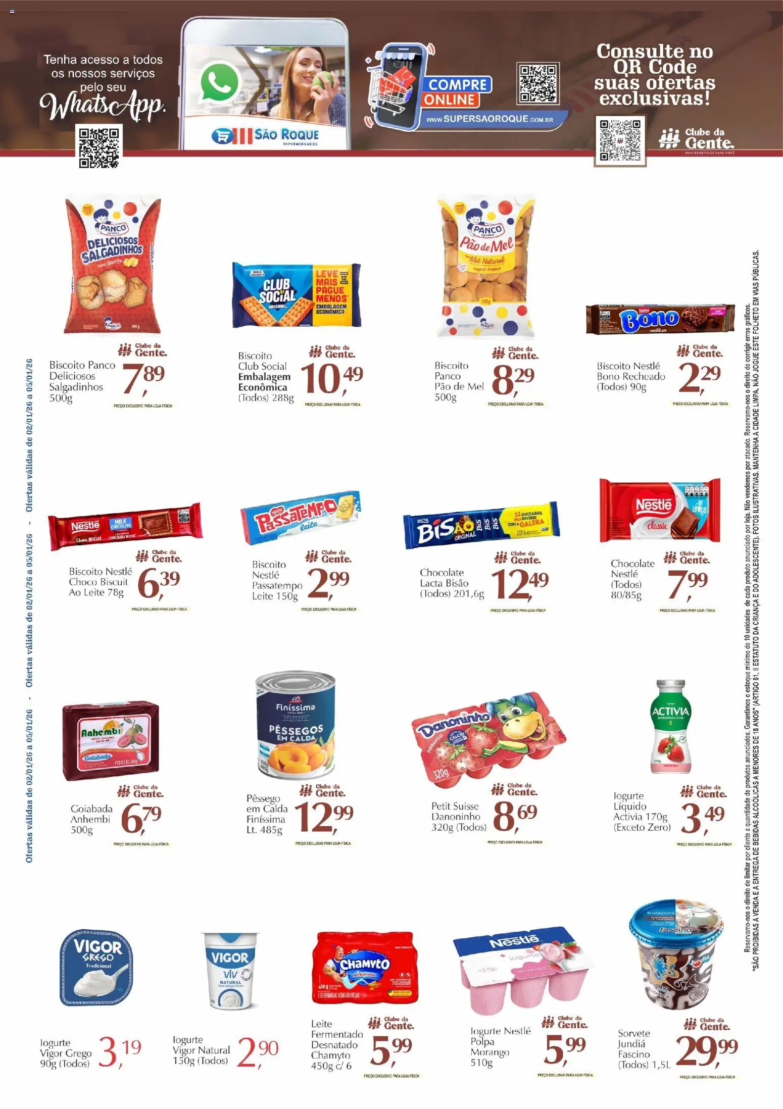 São Roque Supermercados Folheto - válido de 09.01.2026 | Página: 3 | Produtos: Biscoito, Queijo, Mel, Salgadinhos