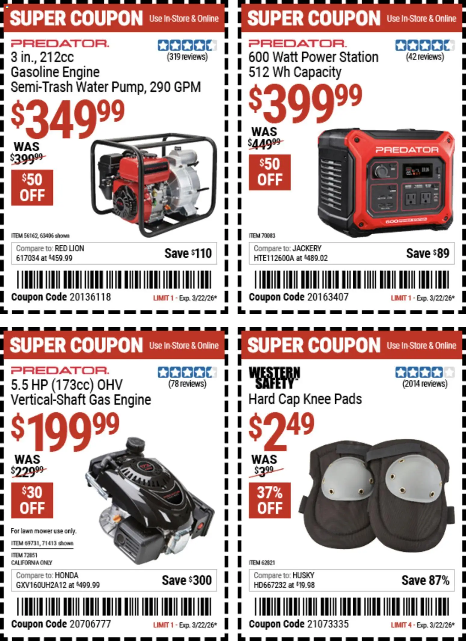 Harbor Freight Dollar Days - valid from 09.03.2026 | Page: 20 | Products: Lawn Mower, Mower, Water, Cap