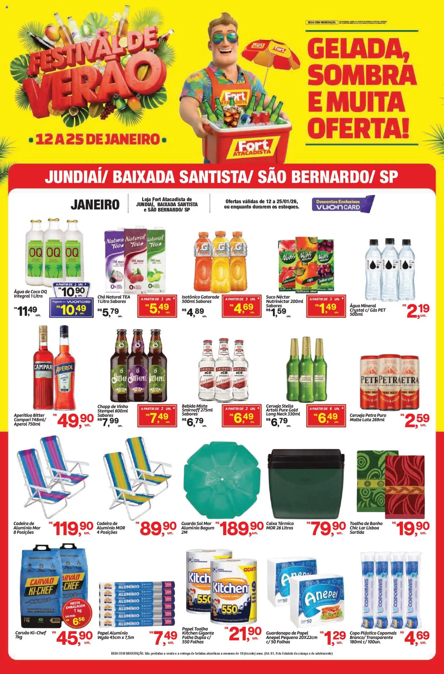 Fort Atacadista Folheto - válido de 12.01.2026 | Página: 1 | Produtos: Cadeira, Caixa, Toalha de banho, Água mineral