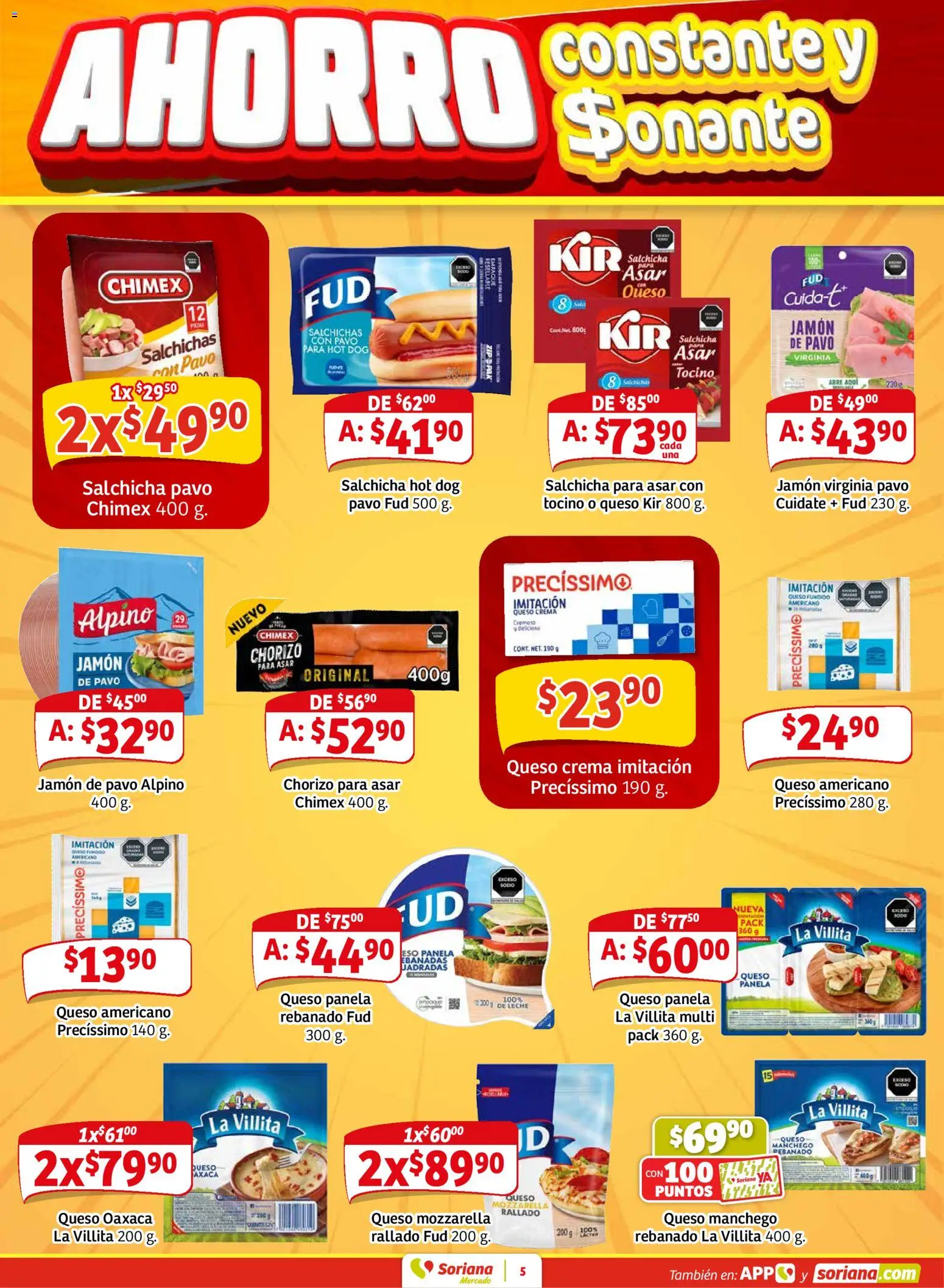 Nuevas ofertas de Soriana válidas en toda la República Mexicana desde el 02.01.2026. ¡Encuentra las mejores ofertas en Soriana - Pesito Valedor Mercado: Ags, Col, Gto, Jal, Mich! | Página: 13 | Productos: Salchicha, Queso, Jamón, Chorizo