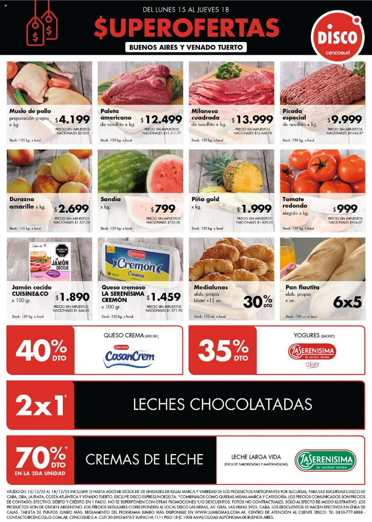 Disco ofertas │ válido desde el 15.12.2025 | Página: 1 | Productos: Pollo, Durazno, Queso crema, Piña