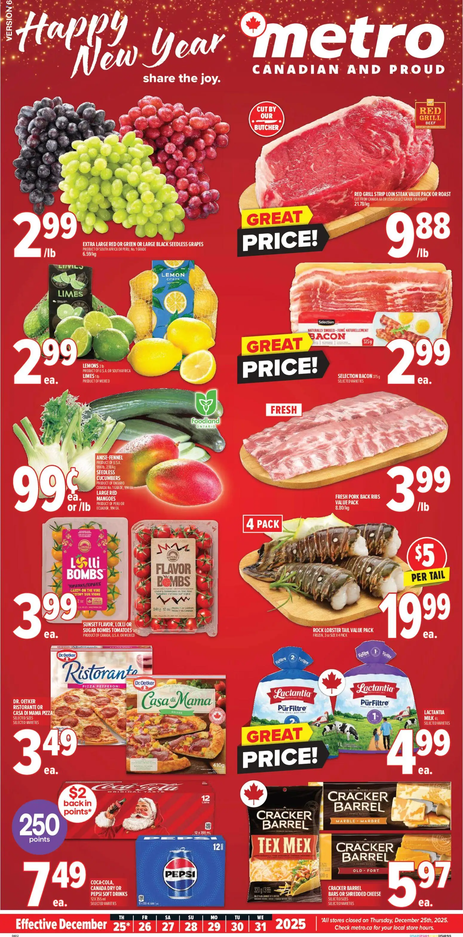 Metro flyer valid from 25.12.2025 | Page: 1 | Products: Beef, Cheese, Pizza, Tomatoes