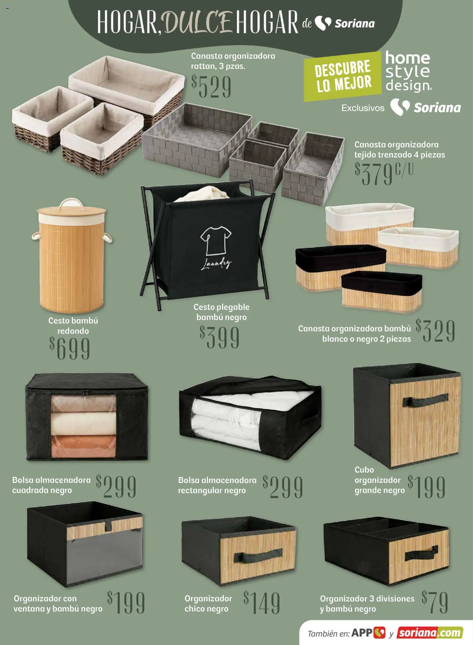 Nuevas ofertas de Soriana válidas en toda la República Mexicana desde el 15.04.2026. ¡Encuentra las mejores ofertas en Soriana Hogar Dulce Hogar Híper Nacional! | Página: 28 | Productos: Bolsa, Organizador, Canasta