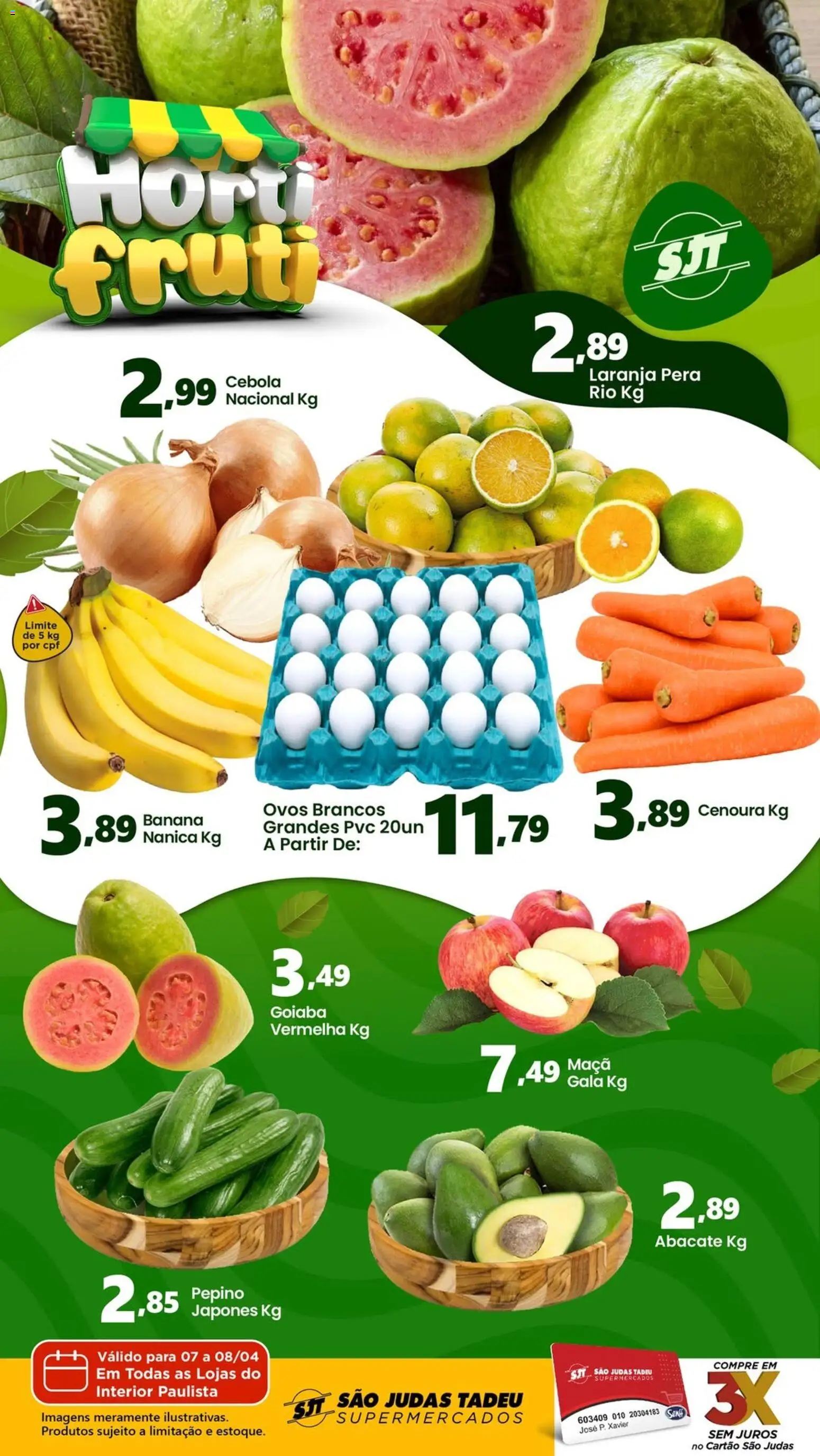 São Judas Tadeu Folheto - válido de 07.04.2026 | Página: 1 | Produtos: Pera, Cebola, Ovos, Cenoura