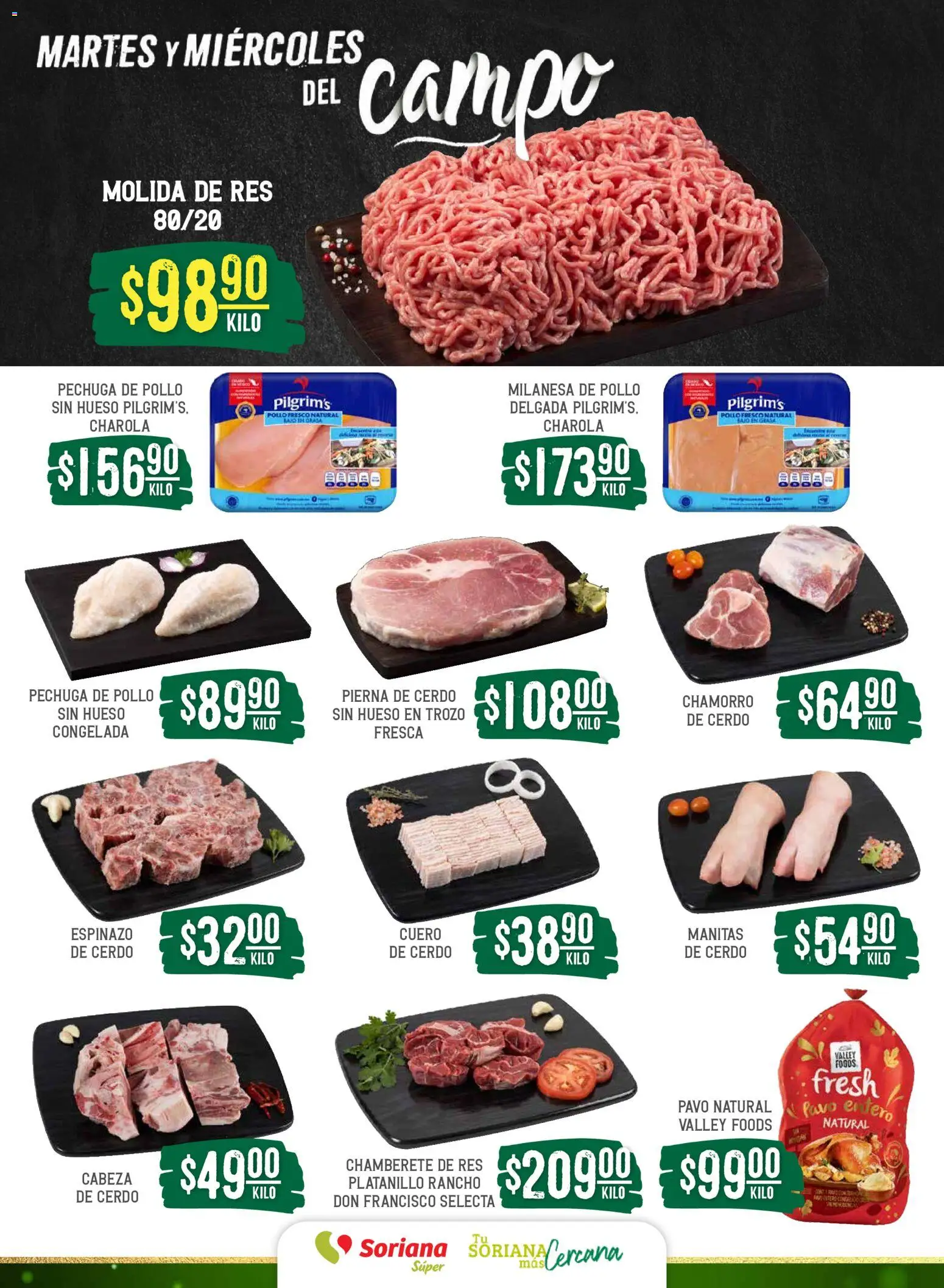 Nuevas ofertas de Soriana válidas en toda la República Mexicana desde el 16.12.2025. ¡Encuentra las mejores ofertas en Soriana - Martes y Miércoles del Campo Súper: Saltillo y Torreón! | Página: 4 | Productos: Pollo, Milanesa, Cerdo, Res