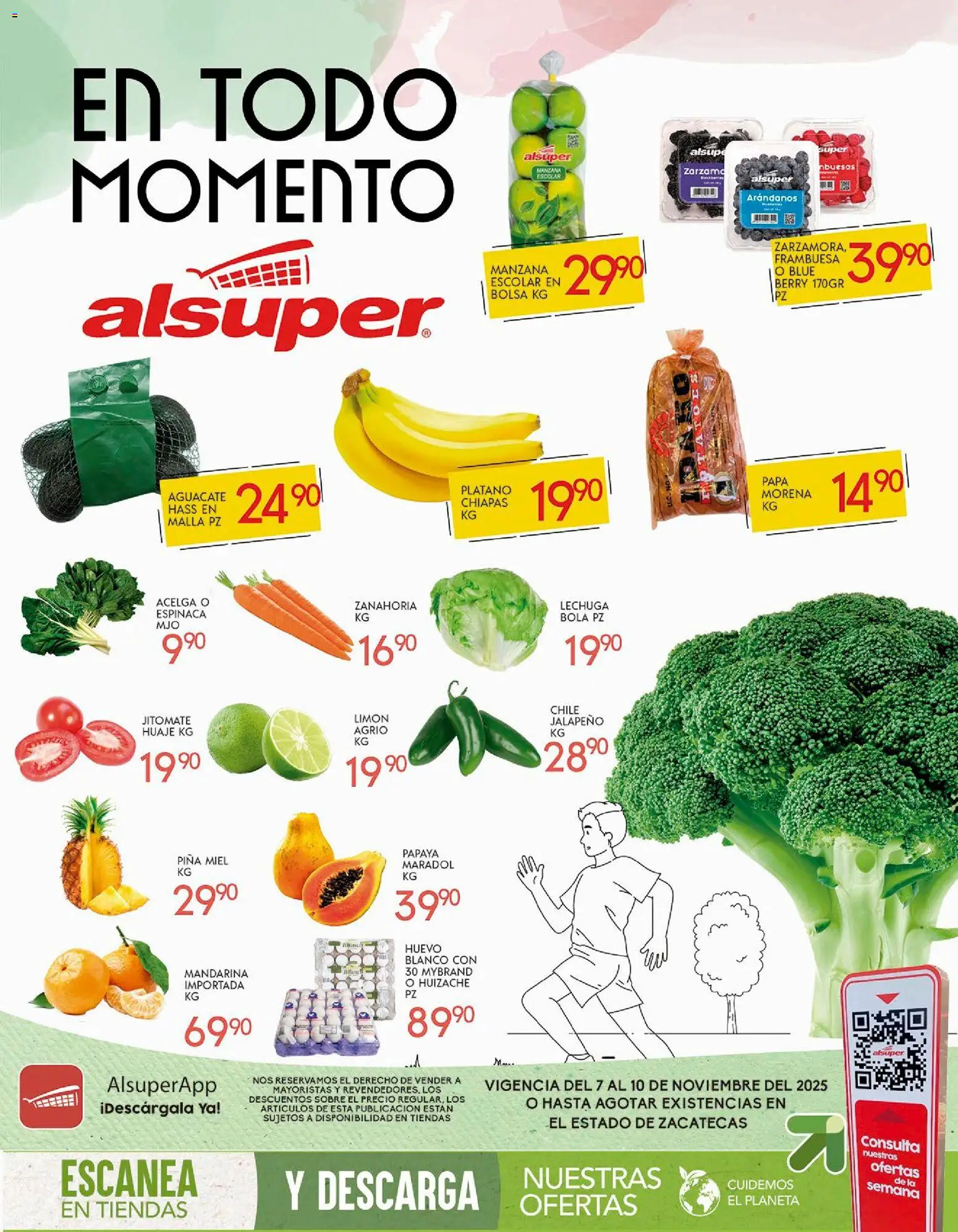 Nuevas ofertas de Alsuper válidas en toda la República Mexicana desde el 07.11.2025. ¡Encuentra las mejores ofertas en Alsuper folleto Zacatecas! | Página: 1 | Productos: Plátano, Acelga, Manzana, Limón