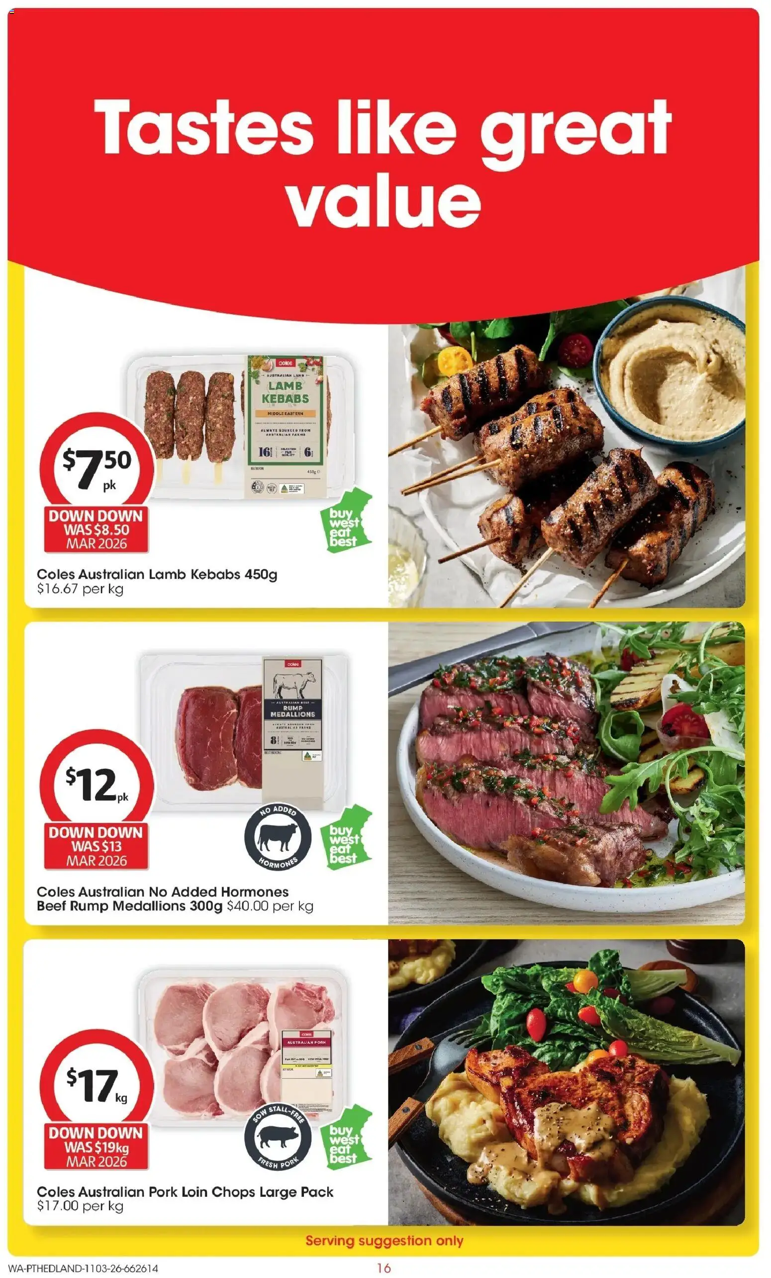 Coles catalogue - valid from 11.03.2026 | Page: 16 | Products: Pork, Lamb, Beef