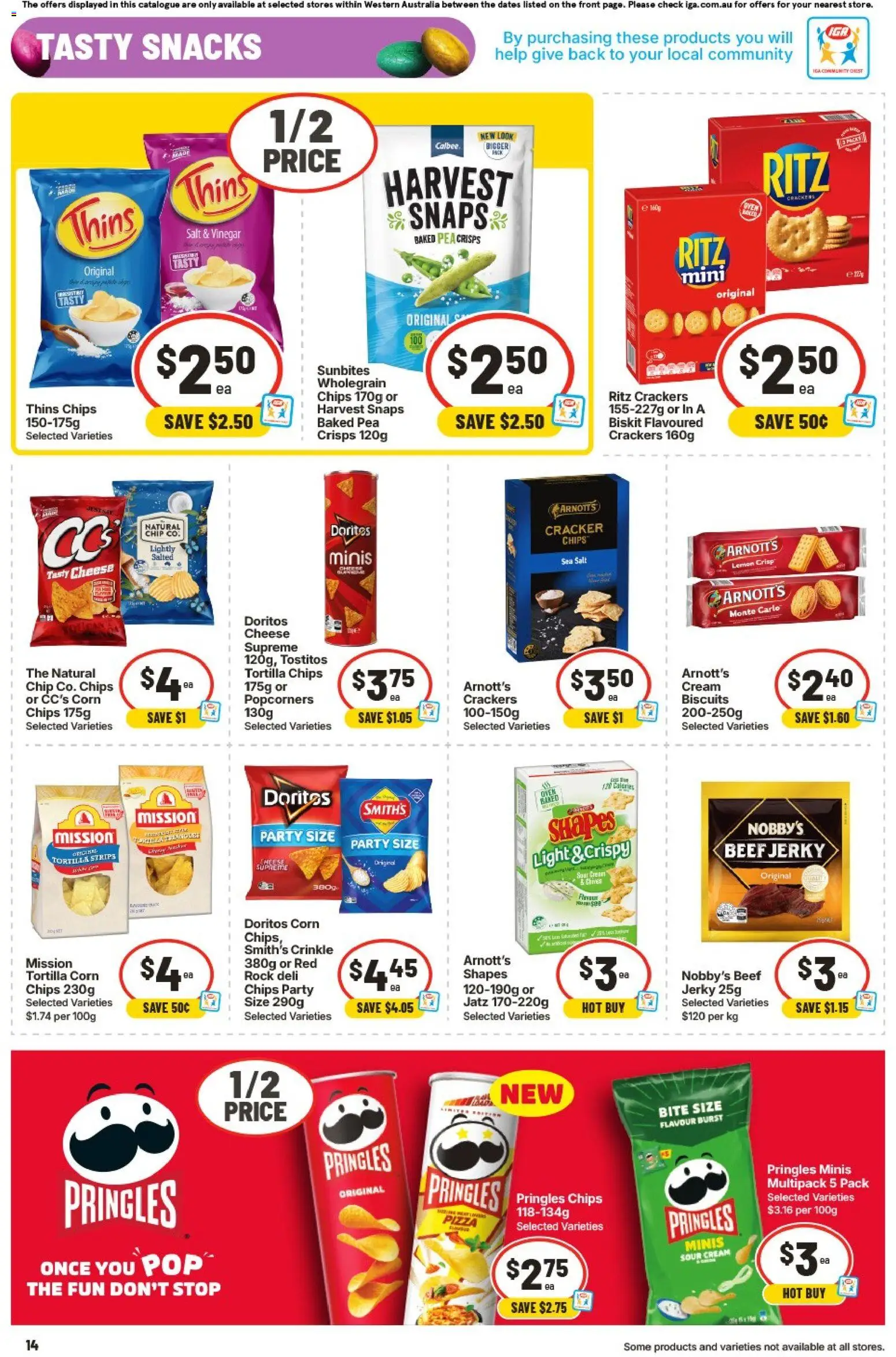 IGA catalogue - valid from 01.04.2026 | Page: 14 | Products: Pizza, Beef, Chips, Biscuits