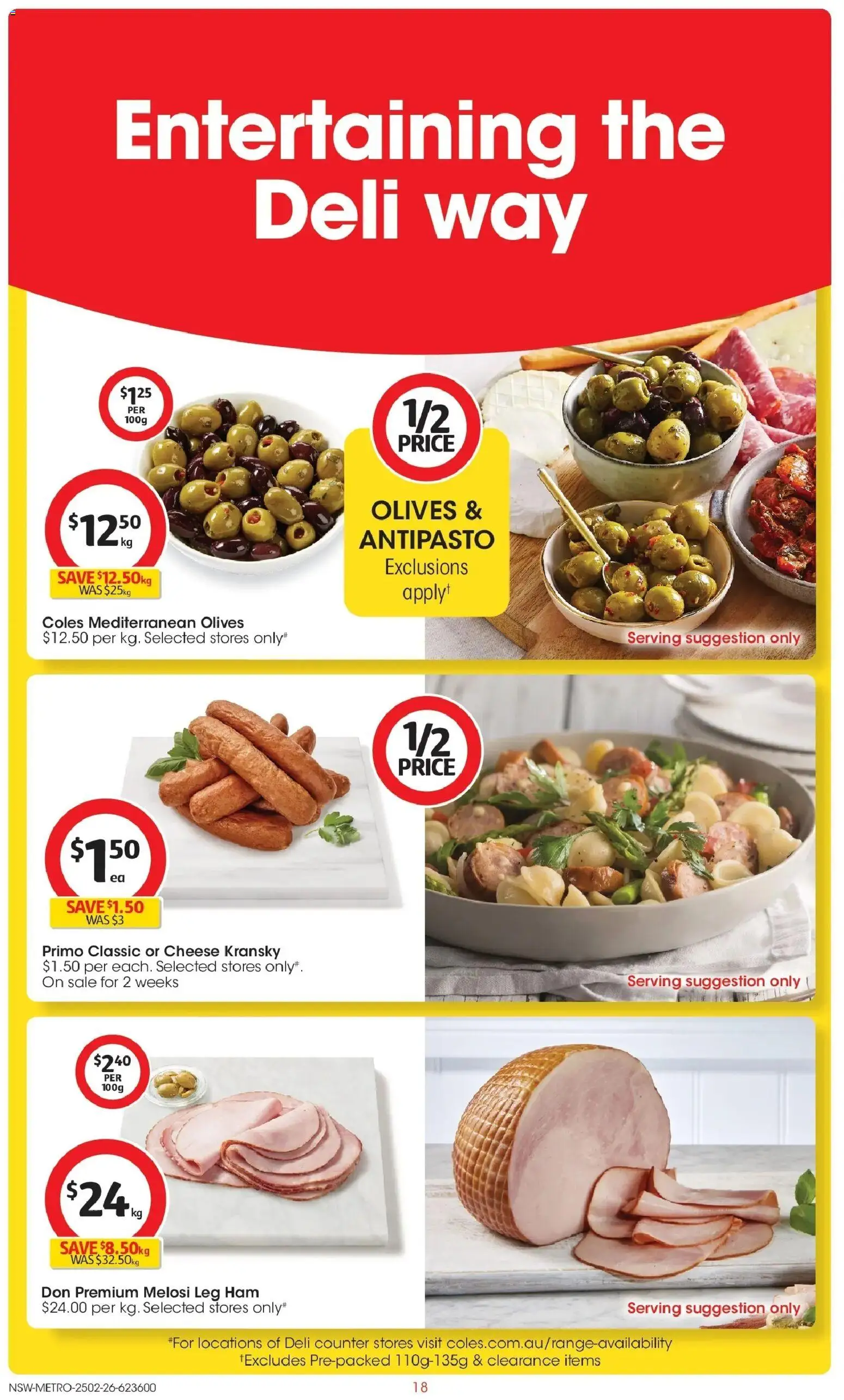 Coles catalogue - valid from 25.02.2026 | Page: 18 | Products: Cheese, Ham, Olives