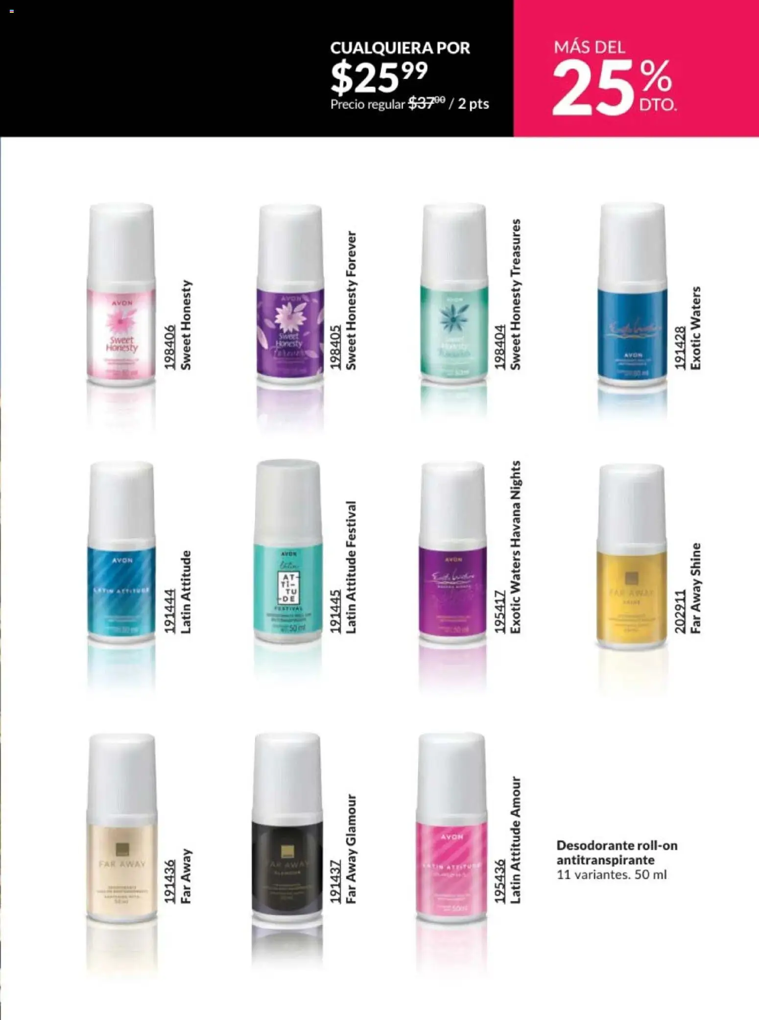 Nuevas ofertas de AVON válidas en toda la República Mexicana desde el 07.11.2025. ¡Encuentra las mejores ofertas en AVON campaña 17 2025! | Página: 195 | Productos: Desodorante, Antitranspirante