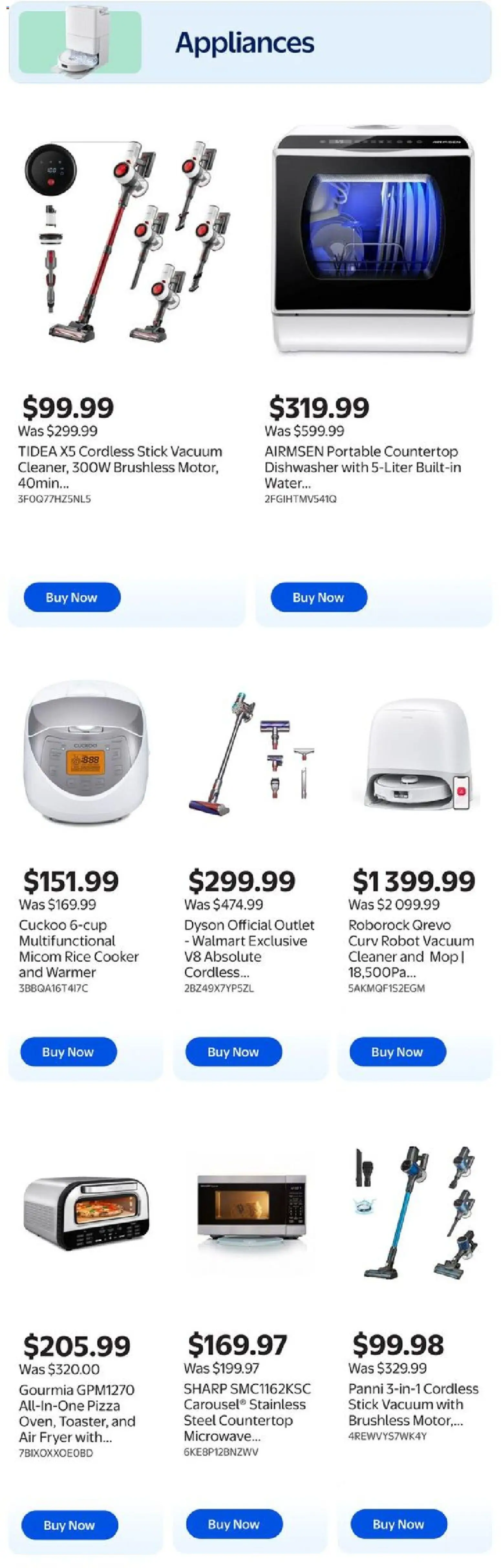 Walmart flyer valid from 30.04.2026 | Page: 8 | Products: Rice, Dishwasher, Robot, Pizza