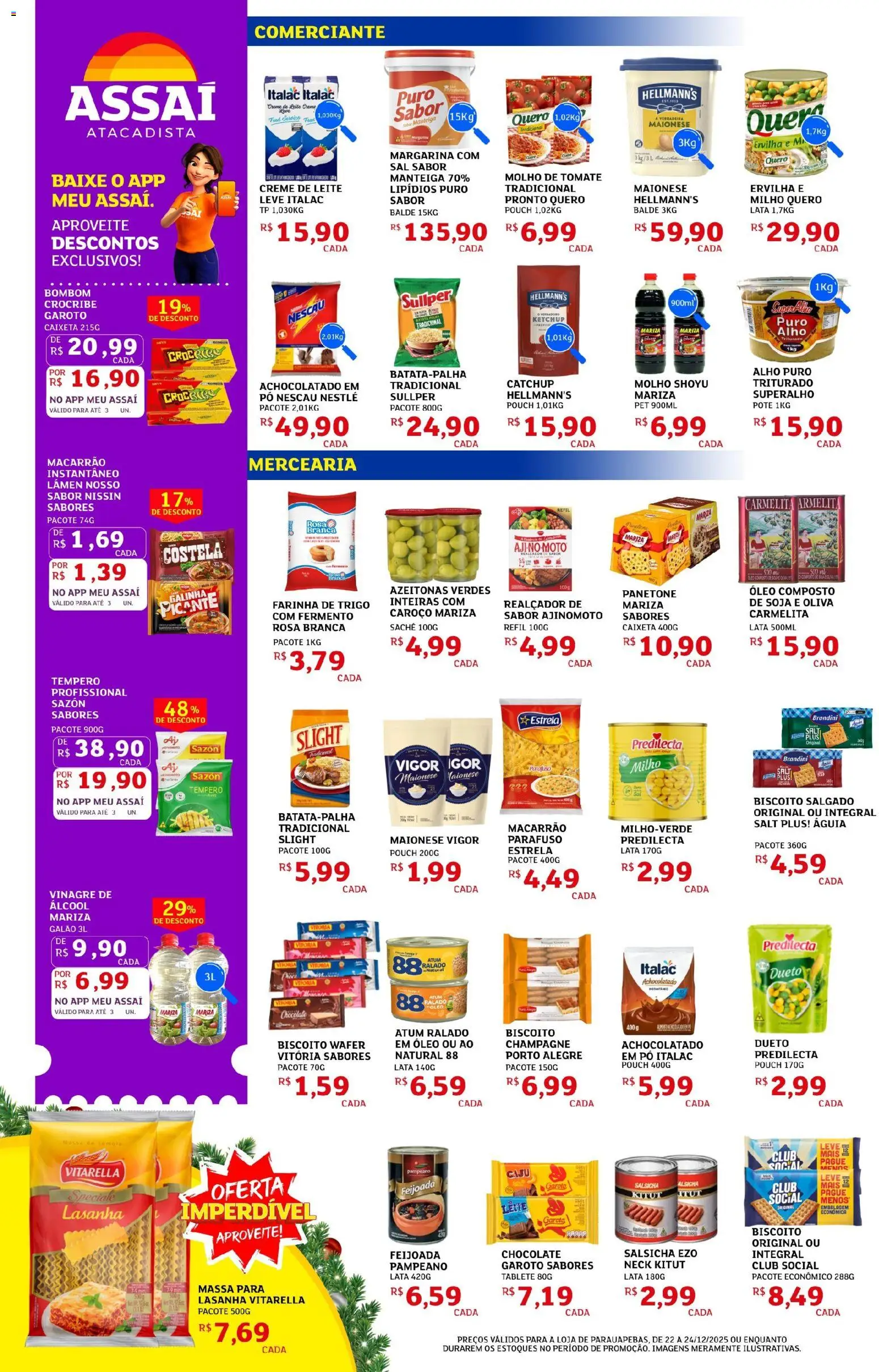 Assaí Atacadista Folheto - válido de 22.12.2025 | Página: 2 | Produtos: Ervilha, Farinha de trigo, Molho shoyu, Lasanha