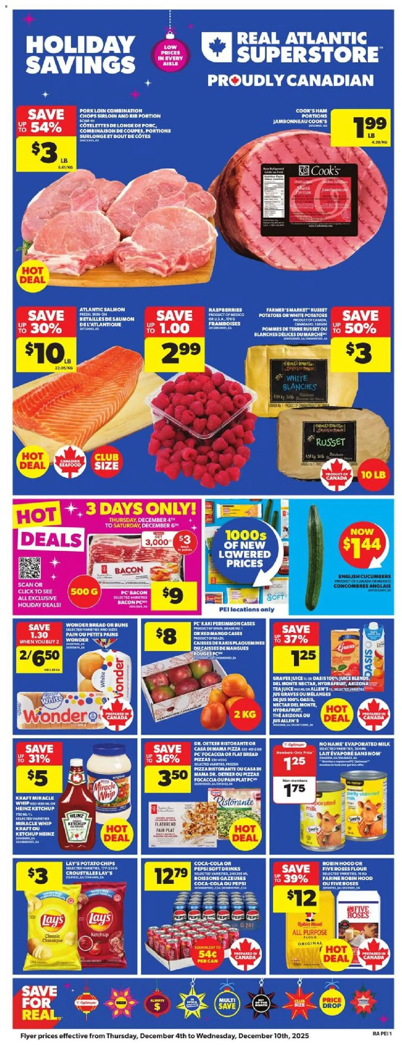 Atlantic Superstore flyer valid from 04.12.2025 | Page: 3 | Products: Cucumbers, PC, Milk, Bread