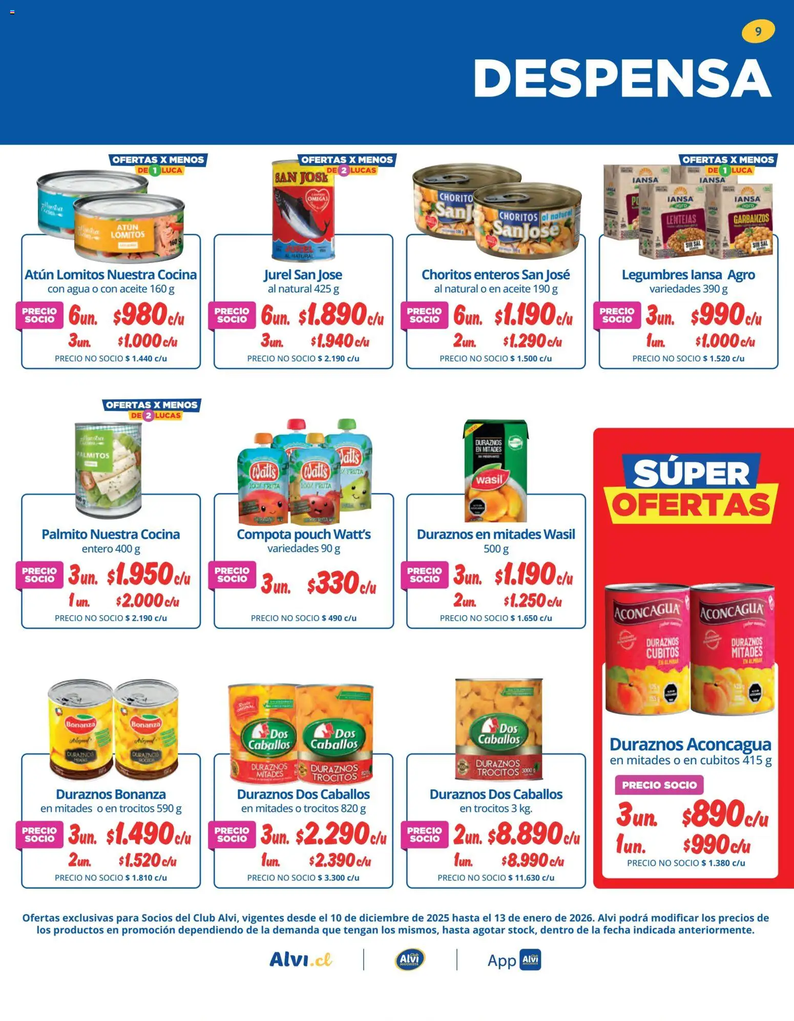 Alvi catálogo │ válido desde el 10.12.2025 | Página: 9 | Productos: Sal, Garbanzos, Agua, Lentejas