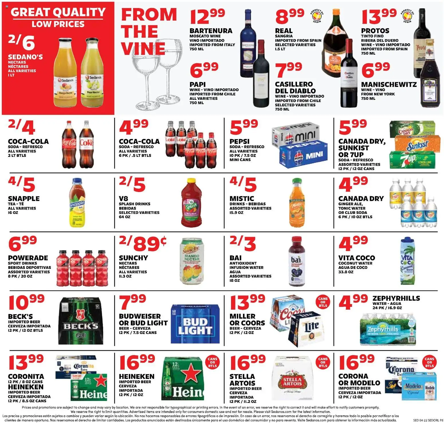 Sedano's Weekly Ad - valid from 22.04.2026 | Page: 8 | Products: Ginger, Wine, Beer, Tea