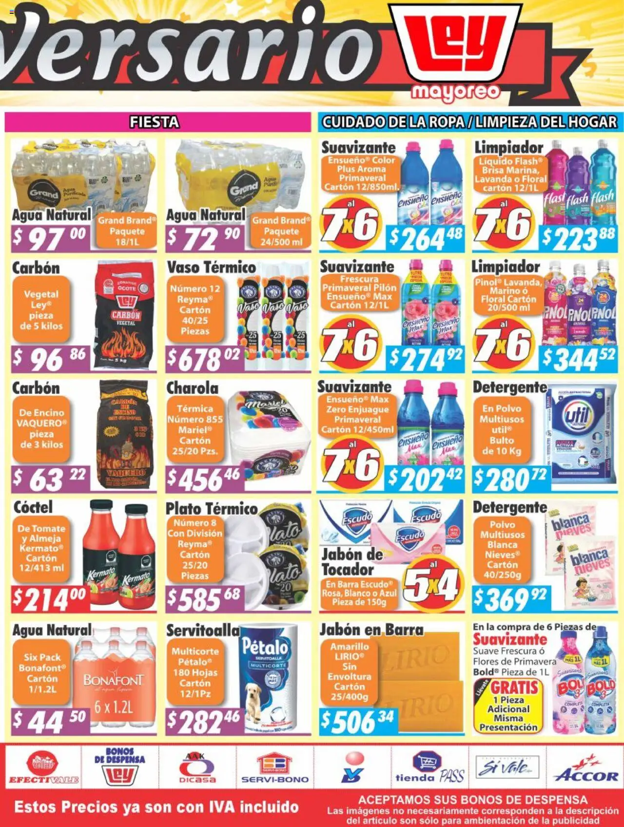 Nuevas ofertas de Casa Ley válidas en toda la República Mexicana desde el 22.09.2025. ¡Encuentra las mejores ofertas en Casa Ley - Folleto Mayoreo! | Página: 4 | Productos: Agua, Limpiador, Barra, Jabón