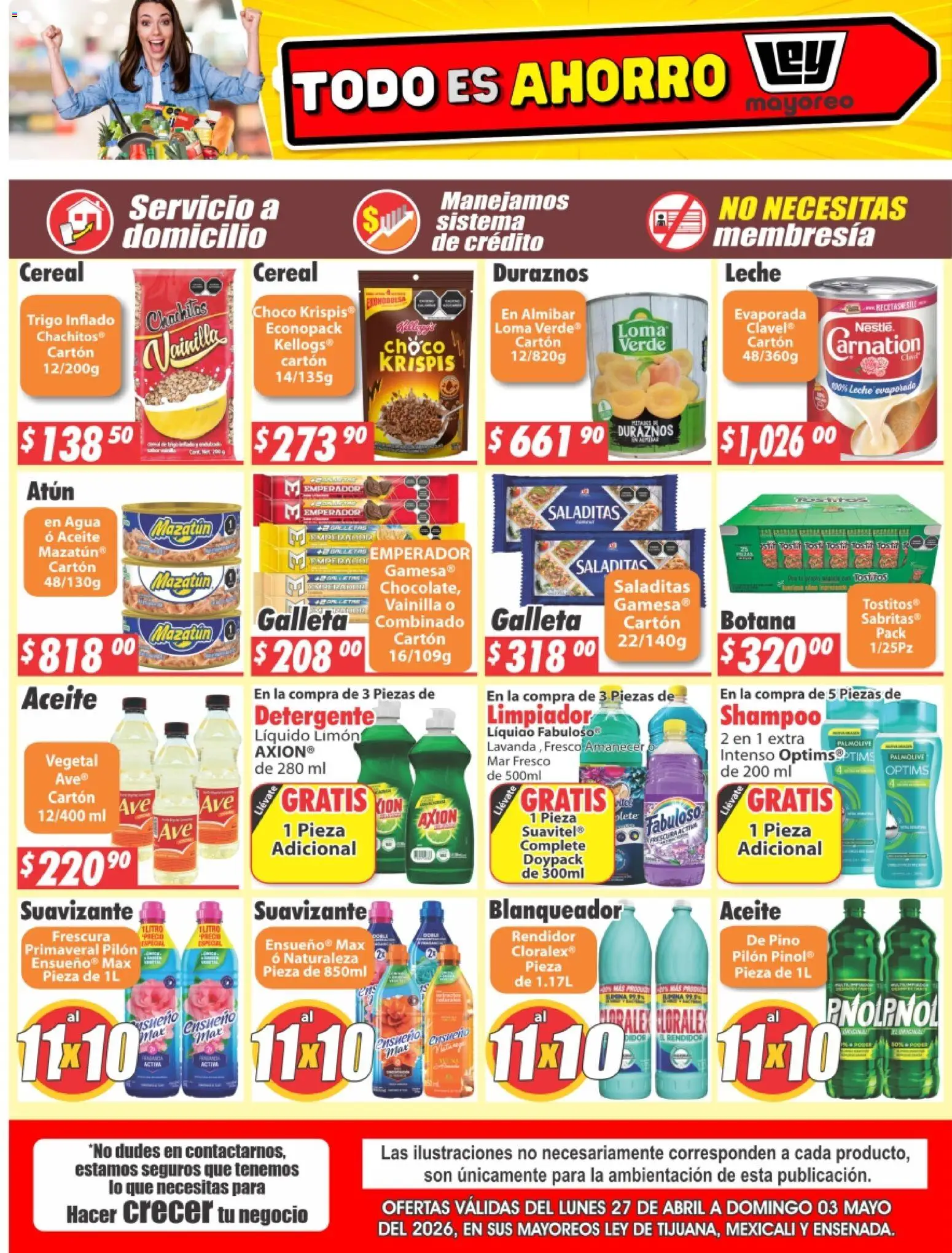 Nuevas ofertas de Casa Ley válidas en toda la República Mexicana desde el 27.04.2026. ¡Encuentra las mejores ofertas en Casa Ley folleto Frontera! | Página: 2 | Productos: Detergente, Aceite, Galletas, Limpiador