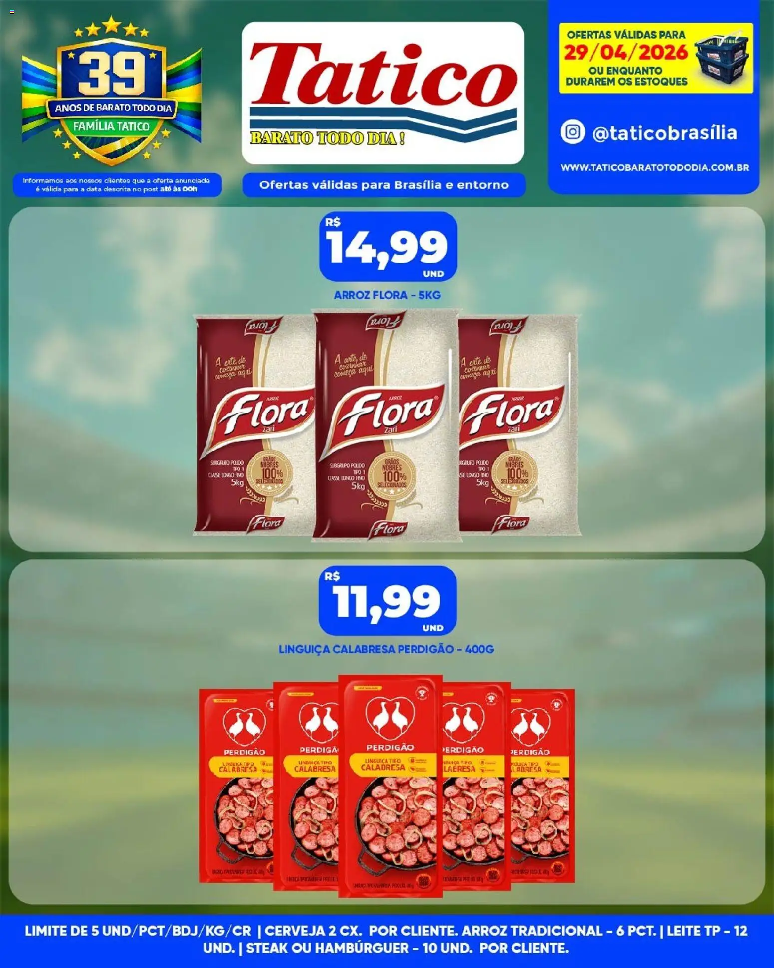 Tatico Folheto - válido de 29.04.2026 | Página: 11 | Produtos: Linguiça, Cerveja, Arroz, Hambúrguer