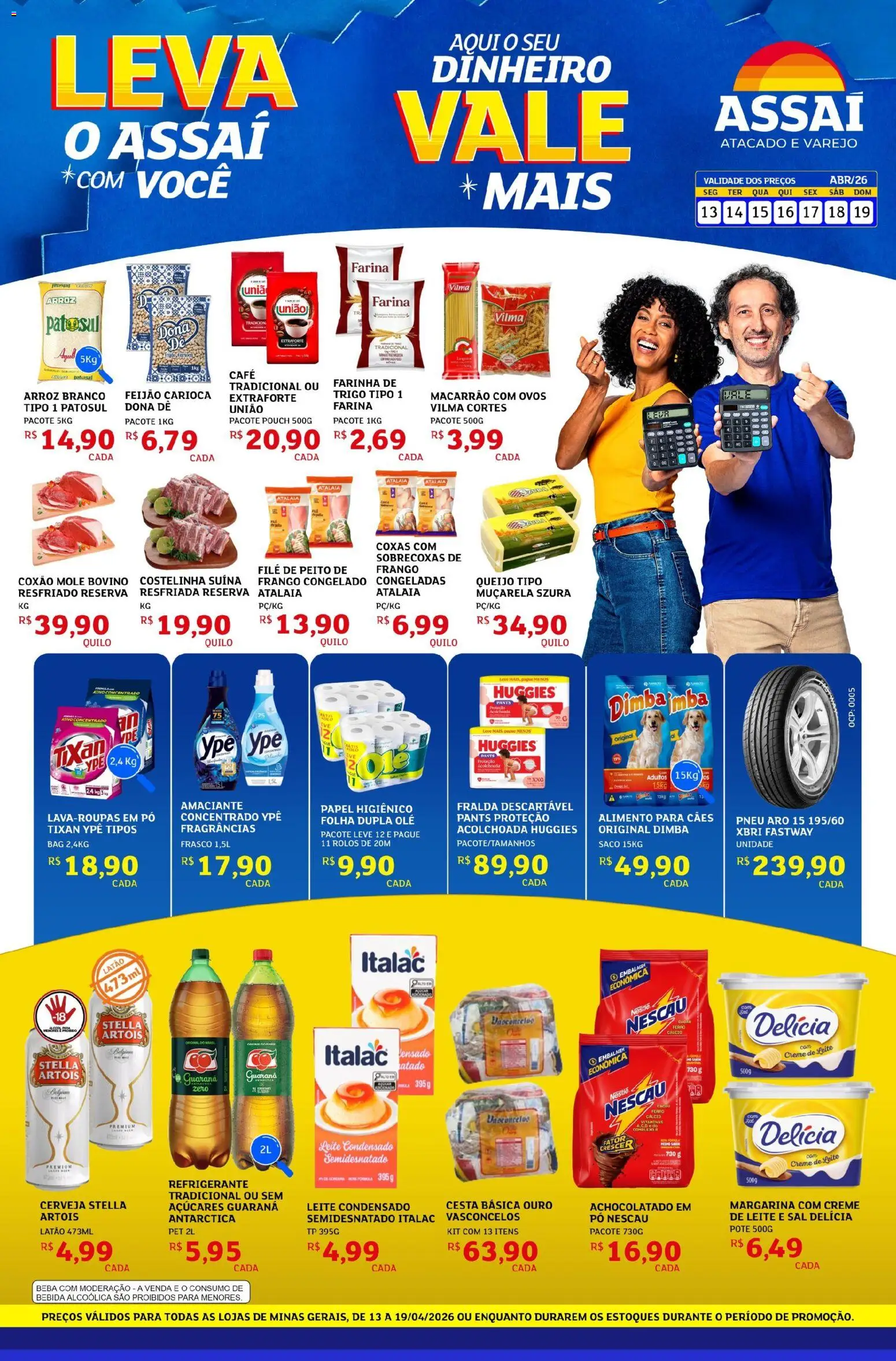 Assaí Atacadista Folheto - válido de 13.04.2026 | Página: 1 | Produtos: Cesta, Cerveja, Creme, Peito de frango