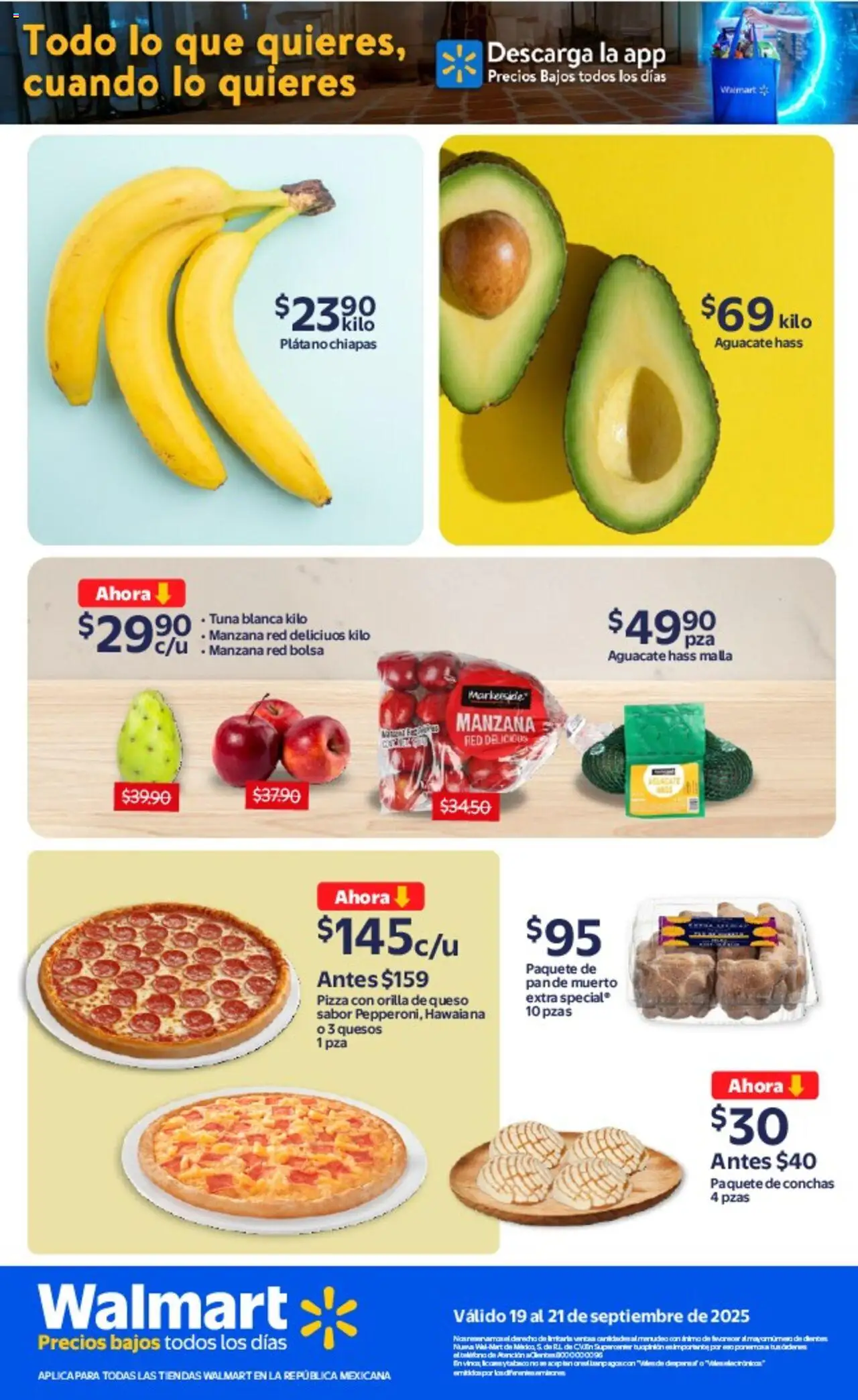 Nuevas ofertas de Walmart válidas en toda la República Mexicana desde el 19.09.2025. ¡Encuentra las mejores ofertas en Walmart - Folleto Precios Bajos! | Página: 3 | Productos: Bolsa, Manzana, Queso, Pizza