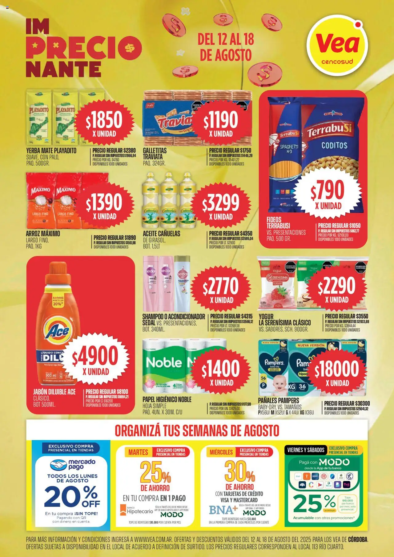 Vea - Oferta imPRECIOnante Córdoba │ válido desde el 12.08.2025 | Página: 1 | Productos: Shampoo, Jabón, Ropa, Arroz