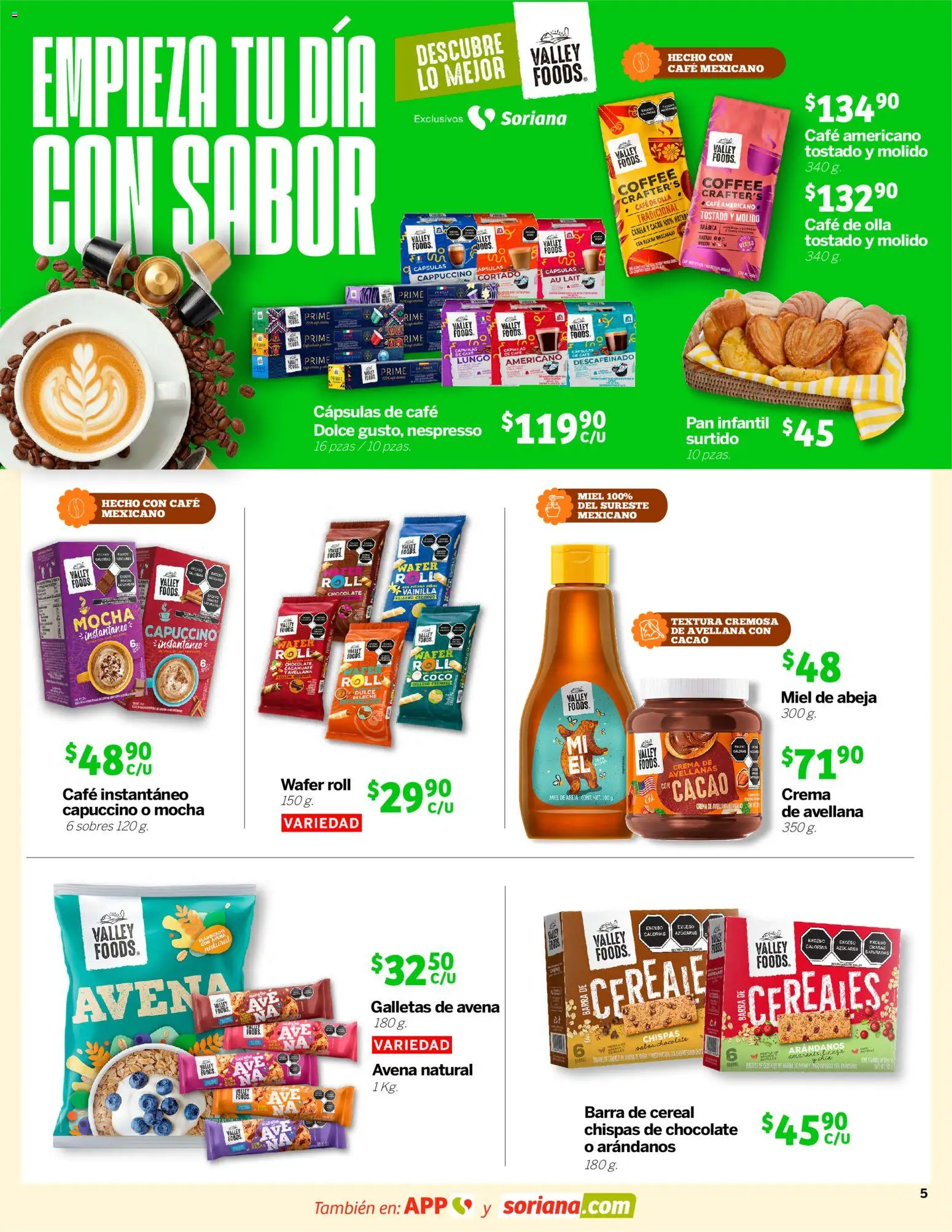 Nuevas ofertas de Soriana válidas en toda la República Mexicana desde el 26.03.2026. ¡Encuentra las mejores ofertas en Soriana Descubre lo mejor Súper Nacional! | Página: 5 | Productos: Pan, Chocolate, Galletas, Barra