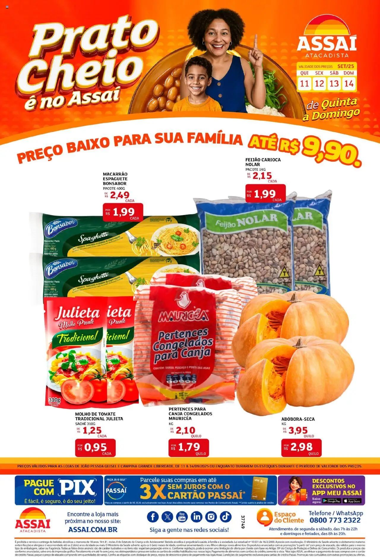 Assaí Atacadista Folheto - válido de 12.09.2025 | Página: 1 | Produtos: Feijão, Molho de tomate, Pneus, Base